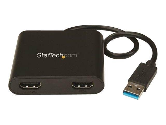 StarTech.com USB to Dual HDMI Adapter - USB to HDMI Adapter - 4K - external video adapter - MCT Trigger II - 64 MB - black Skærmkabel Sort USB32HD2