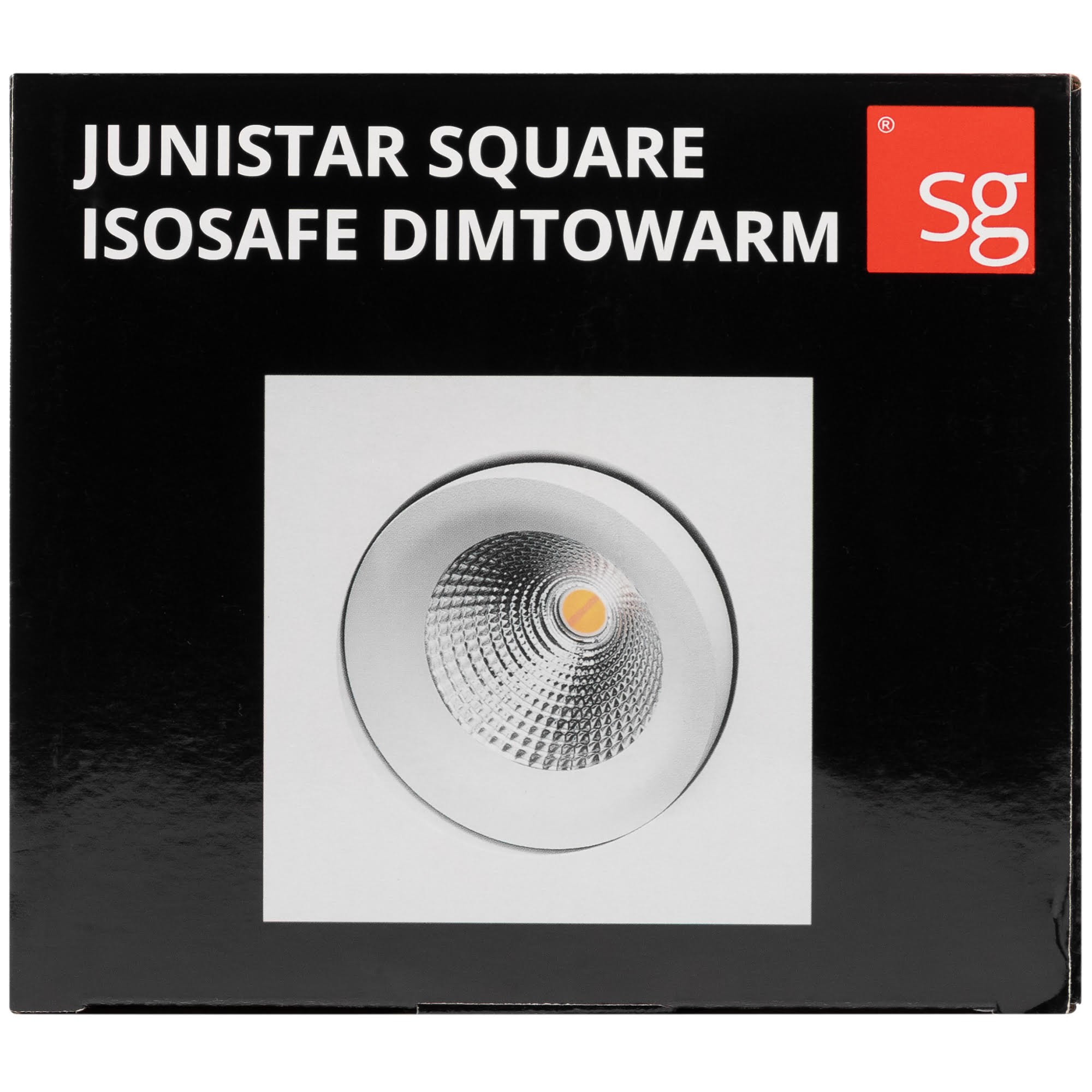 SG Armaturen Junistar Square IsoSafe indbygningsspot DimToWarm 7W LED 2000-2800K Ra>95, sort Lampe 901253