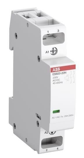 ABB Installationskontaktor 2-polet 2NO, AC-1 20A ved 55 grader, 250V AC, styrespænding 230V AC/DC