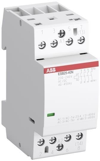ABB Installationskontaktor 4-polet 4NO, AC-1 25A ved 55 grader, 400V AC, styrespænding 230...240V AC/DC
