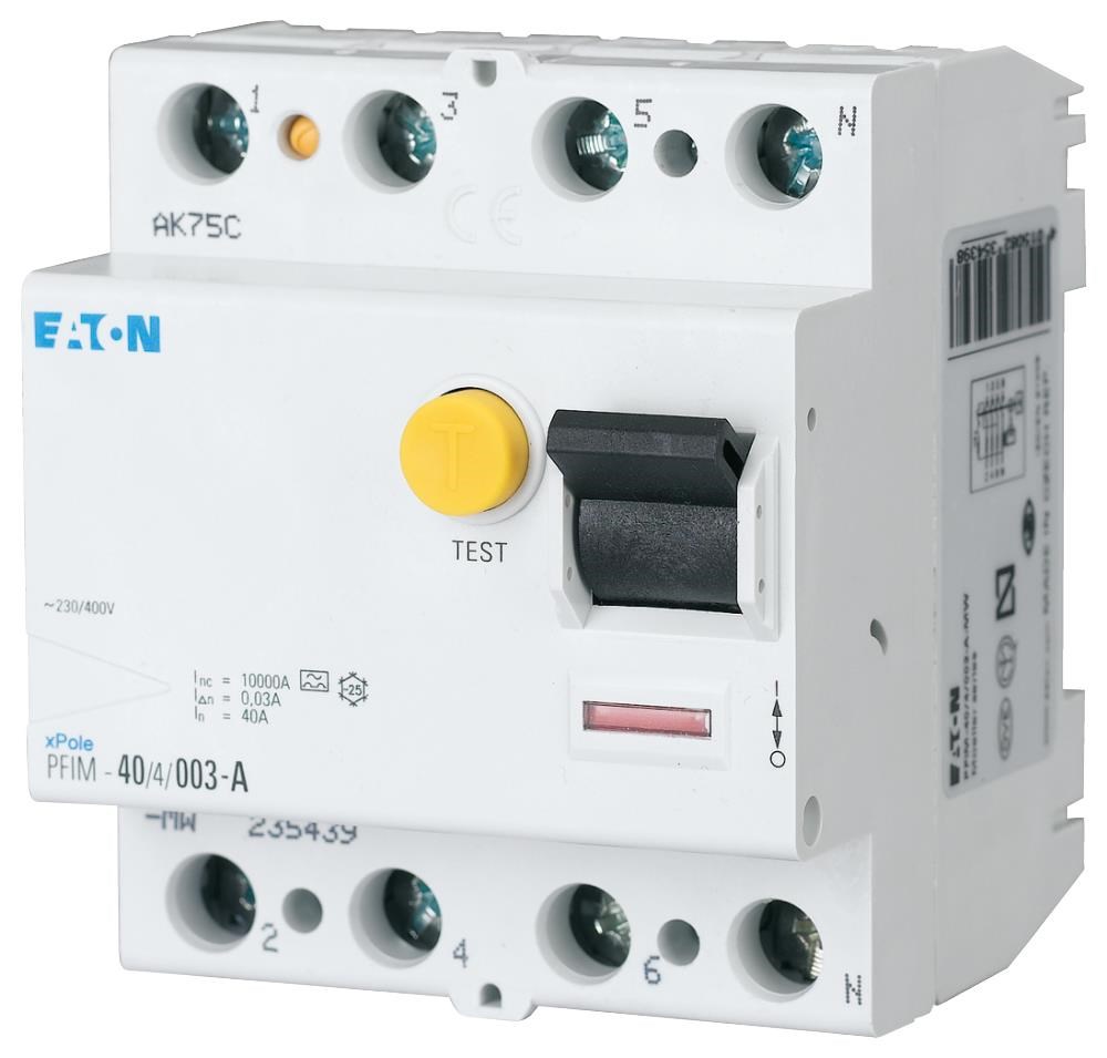Eaton Fejlstrømsafbryder 40A 4P 30mA (HPFI type A) Komponent Til Tavle Og Kasse 235439