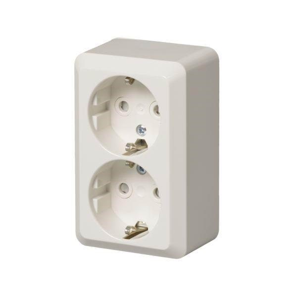 ABB Stikkontakt DOBBELT (Jussi) PÅBYGNING 16A Hvid Afbrydermateriel 2TKA000994G1