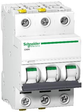 Schneider Electric Acti9 iC60N 3P 25A Dobbelt terminal C-karakteristik 6/10kA 230V Bredde 54mm Komponent Til Tavle Og Kasse A9F04325