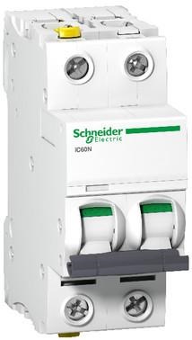 Schneider Electric Acti9 iC60N 2P 10A Dobbelt terminal C-karakteristik 6/10kA 230V Bredde 36mm