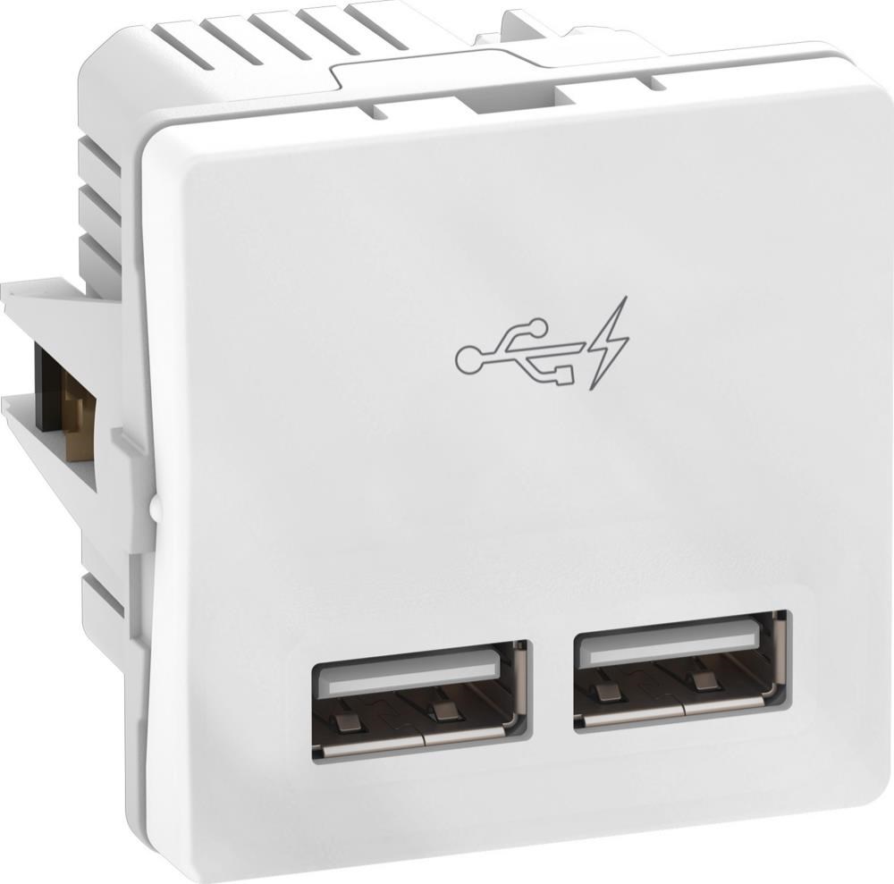 LK FUGA dobbelt 5V USB-lader 2,1A 1 modul, hvid Lauritz Knudsen 506D6701