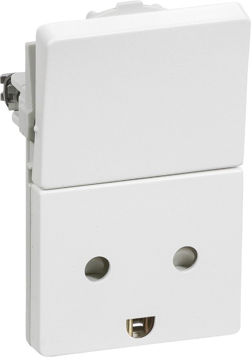 LK FUGA stikkontakt med afbryder med jord 1½ modul, hvid Lauritz Knudsen 501D6014