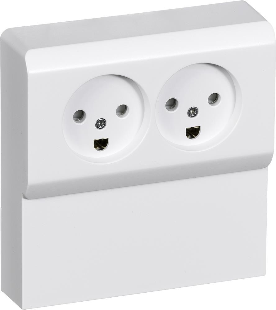 LK OPUS 66 panelstikkontakt dobbelt 2-pol med jord 2 modul, hvid Lauritz Knudsen 501N6812