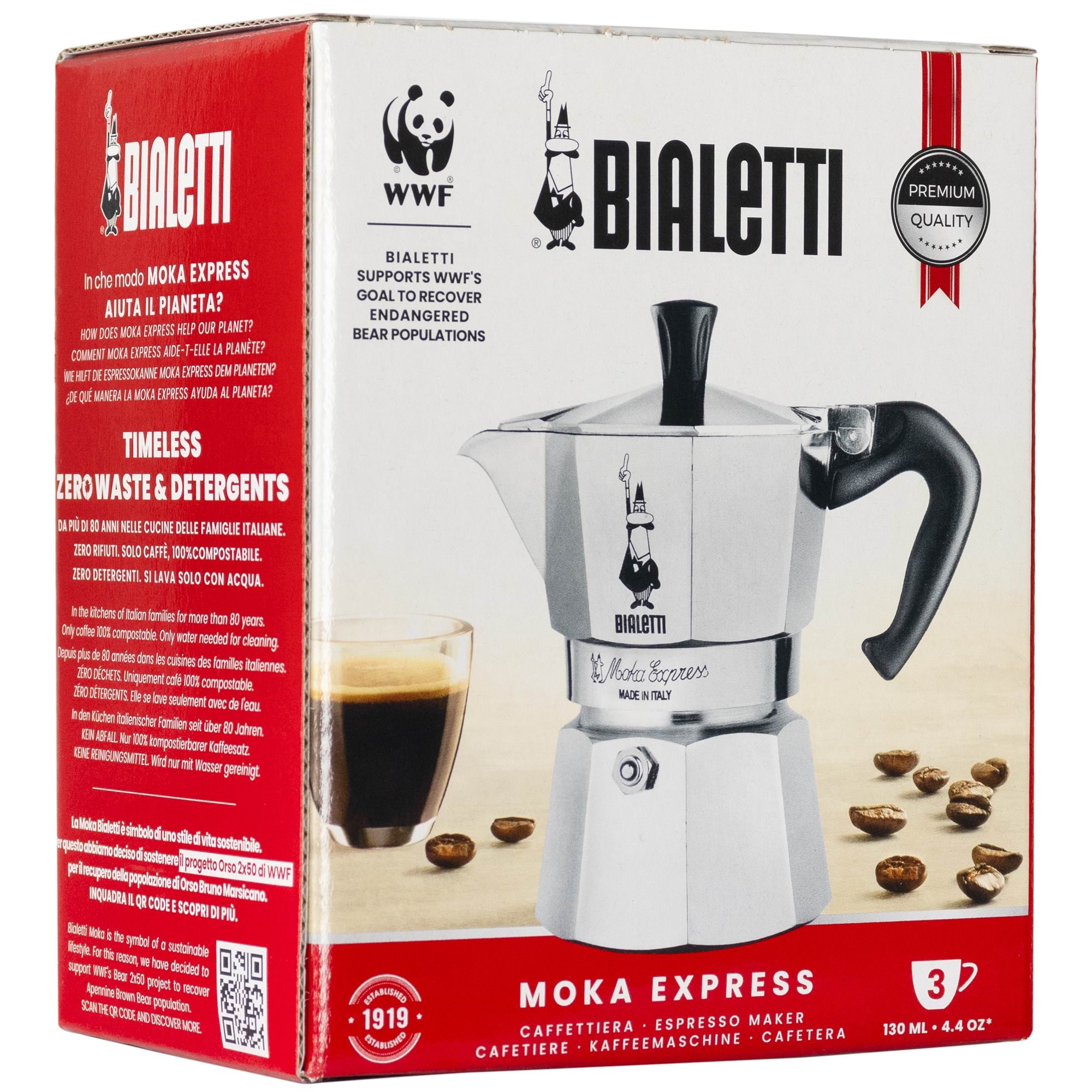 Bialetti Moka Express 3 cups Kaffemaskine Sølv 8006363011624