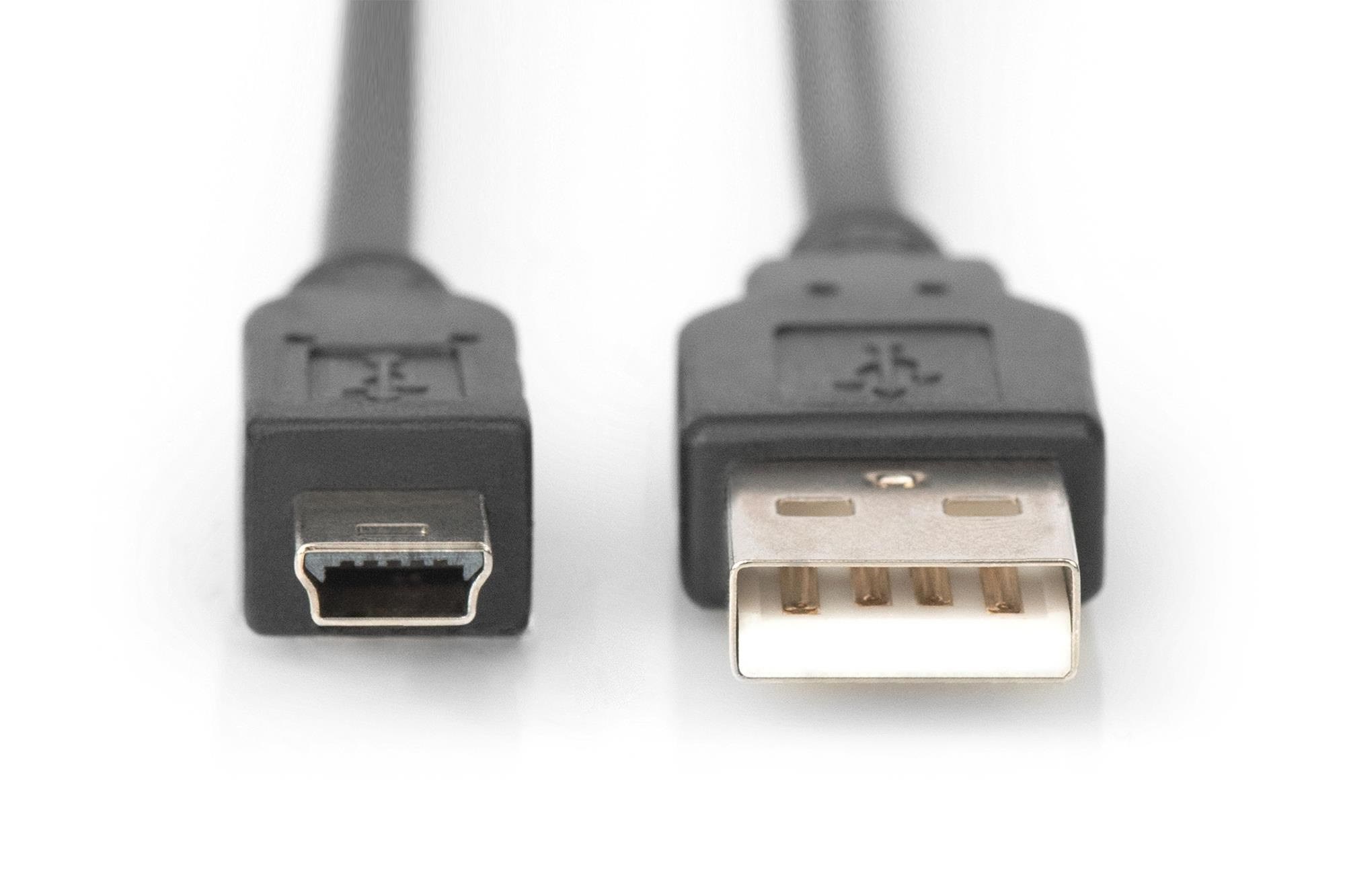 DIGITUS USB 2.0 Type-A til USB Mini-B Cable - 3m Usb Kabel Sort AK-300108-030-S