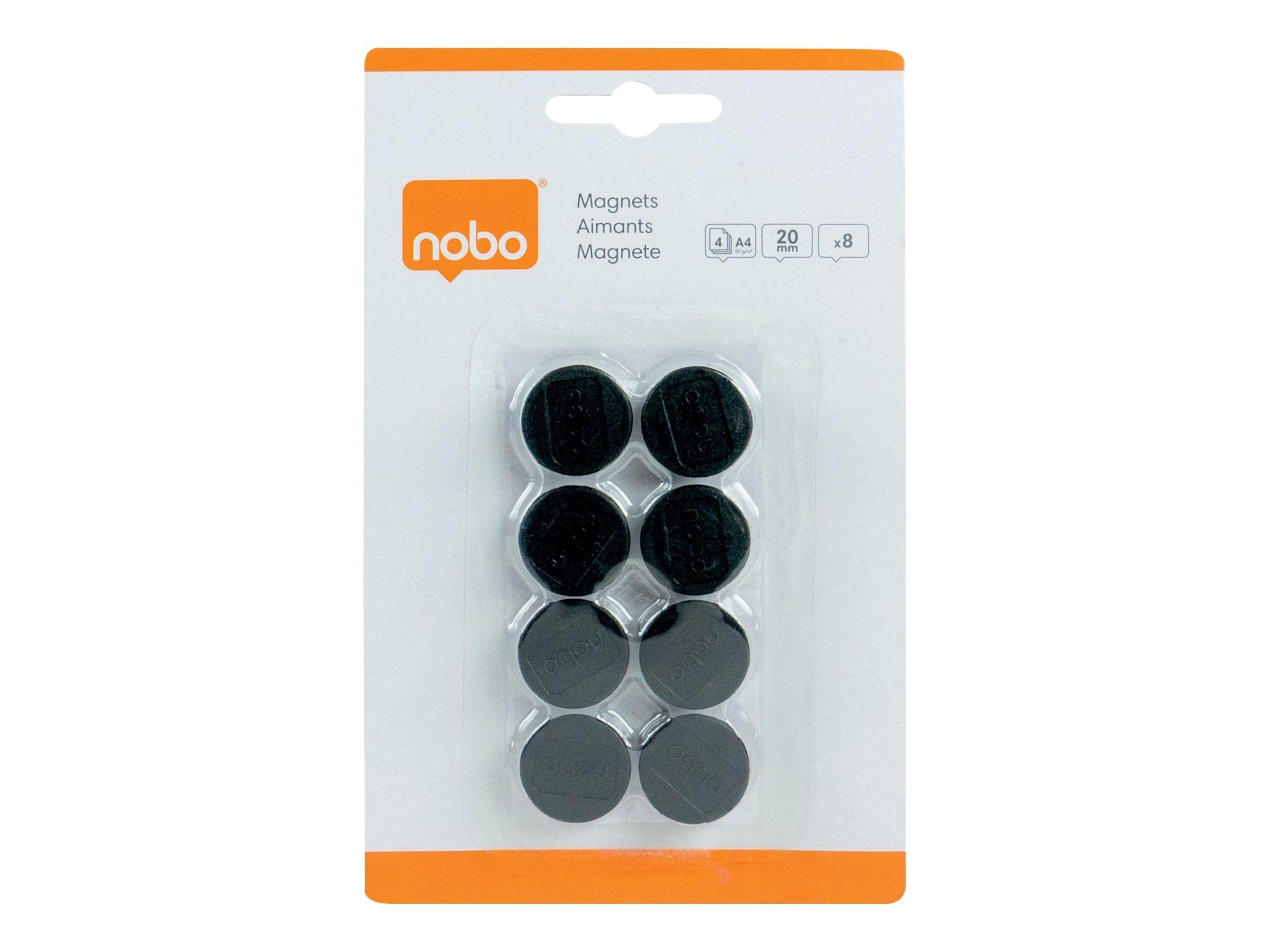 Nobo magnetiske whiteboardmagneter pakke med 8 stk. 20 mm farvede magneter Sort