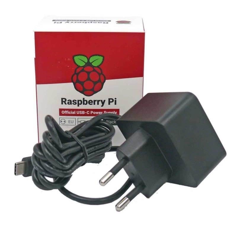 Raspberry USB C Charger (3A) - Black Mobil Oplader RPI4 PSU EU BLACK BULK