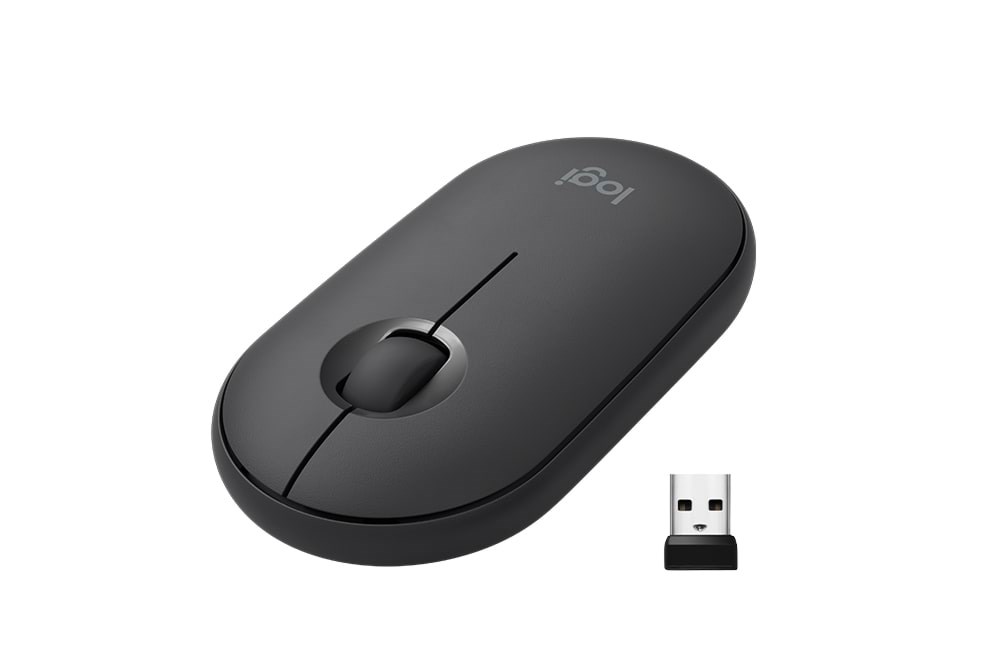 Logitech M350 Pebble Wireless Mouse - Graphite - Mus - Optisk - 3 knapper - Sort Mus 910-005718