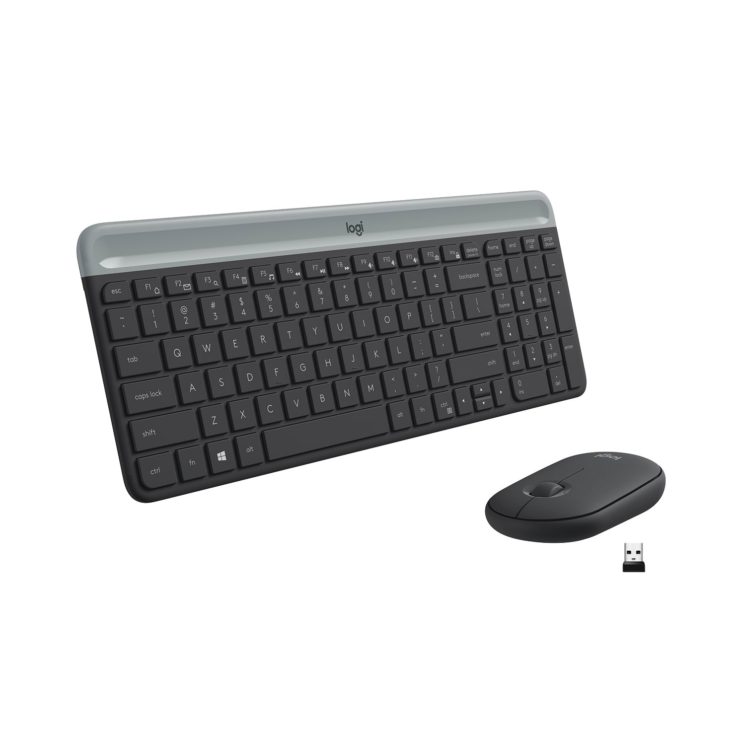 Logitech MK470 Slim Wireless Keyboard & Mouse Combo - Graphite - Tastatur & Mus sæt - Nordisk - Sort