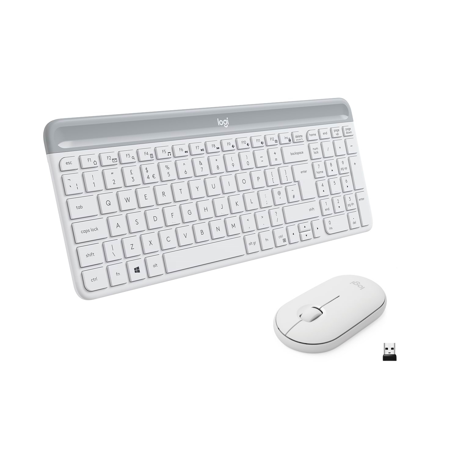 Logitech MK470 Slim Wireless Keyboard & Mouse Combo - Off-White - Tastatur & Mus sæt - Nordisk - Hvid Tastatur 920-009201