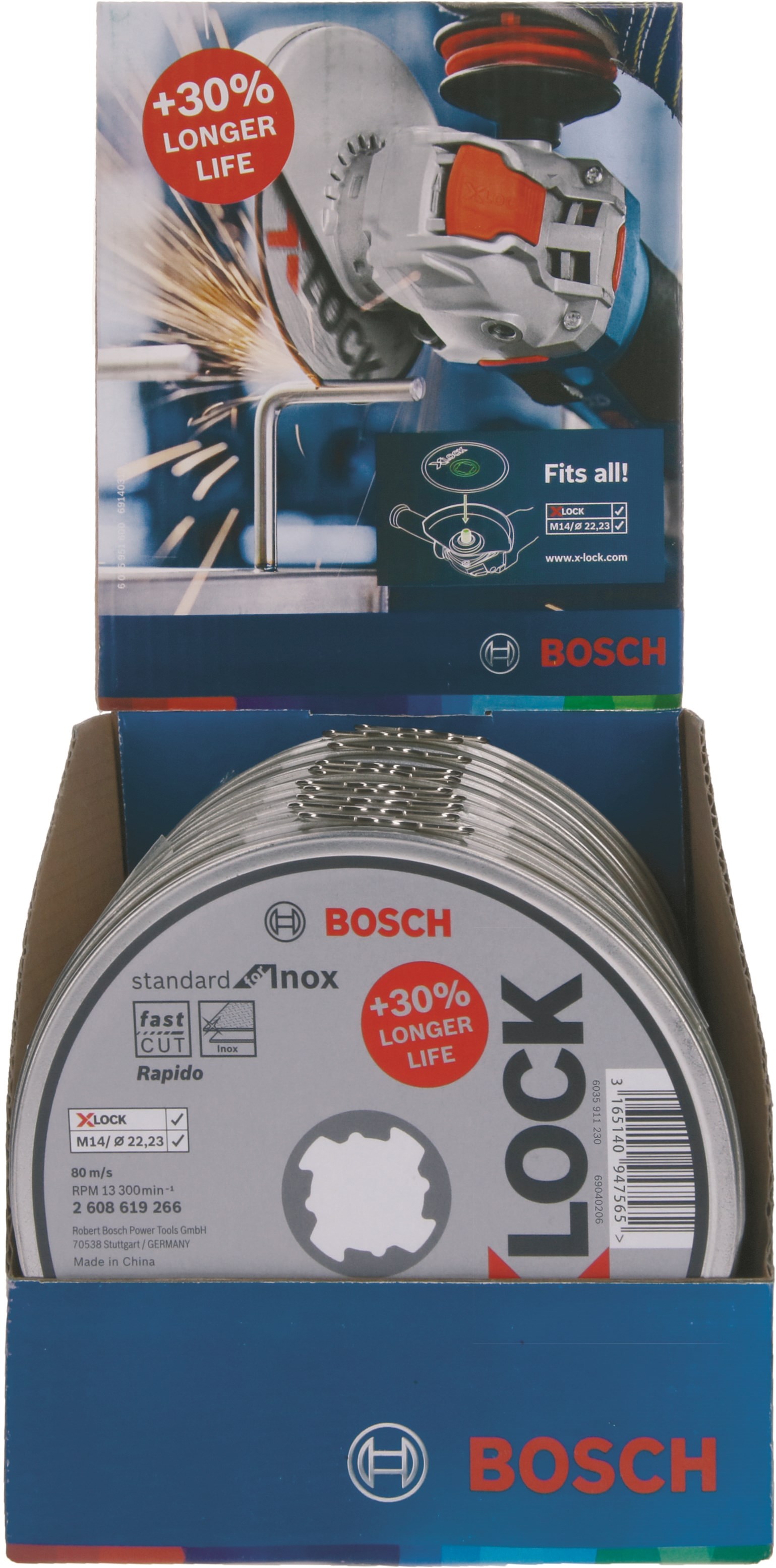 Bosch X-LOCK Standard for Inox, 10x 115x 1x 22,23mm, til lige snit Vinkelsliber 2608619266