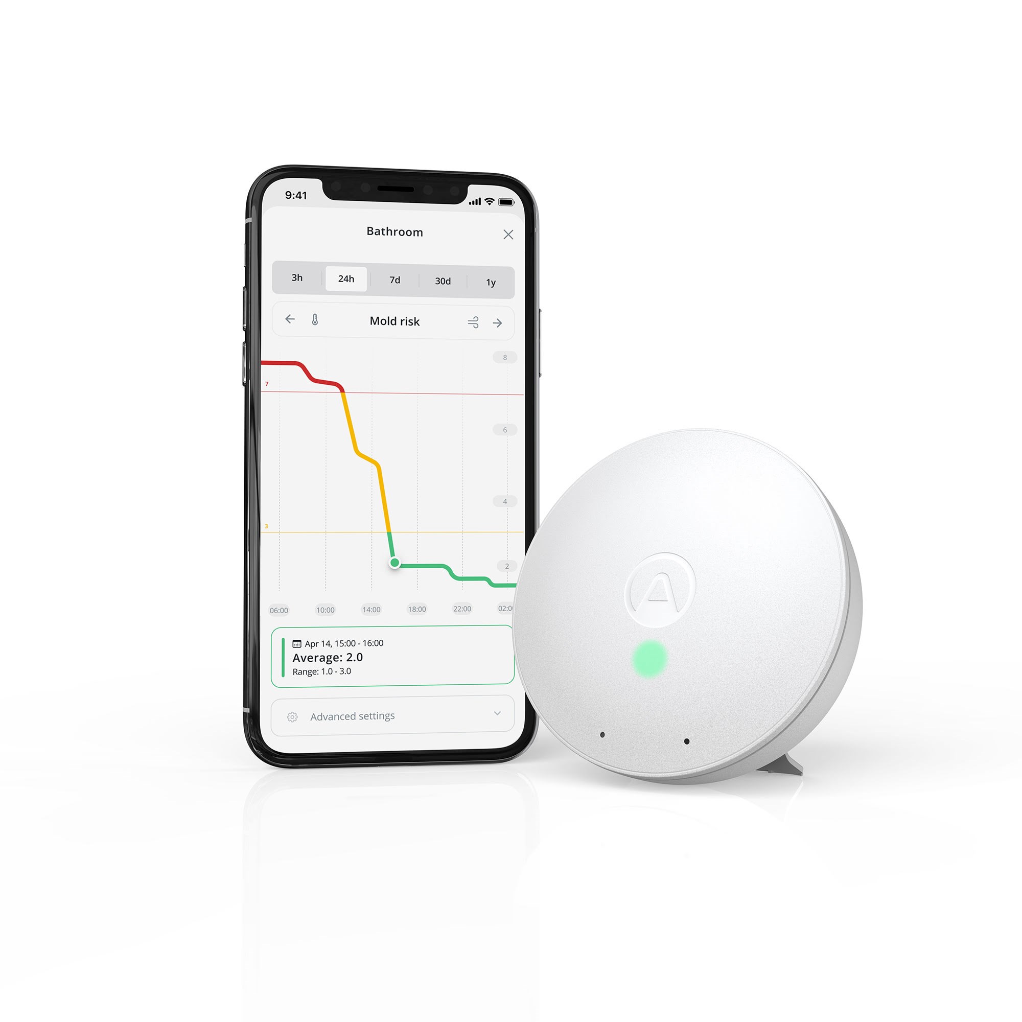 Airthings Wave Mini - en kompakt og alsidig enhed til overvågning af luftkvalitet med risikoindikator for skimmelsvamp Smart Home 7090031109202