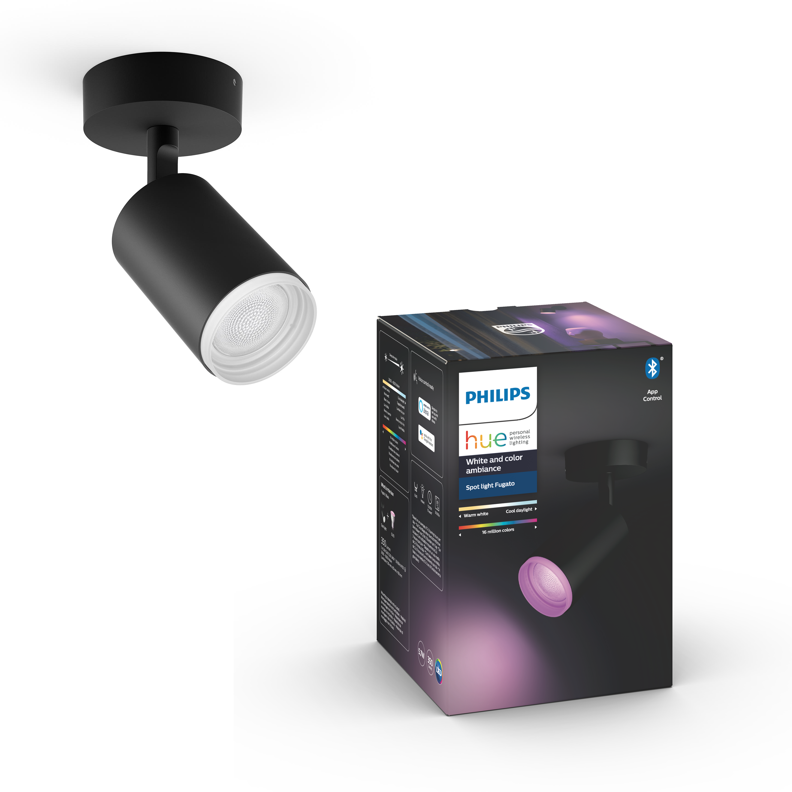 Philips Hue Fugato Single Spot - Sort Smart Home 929003810601