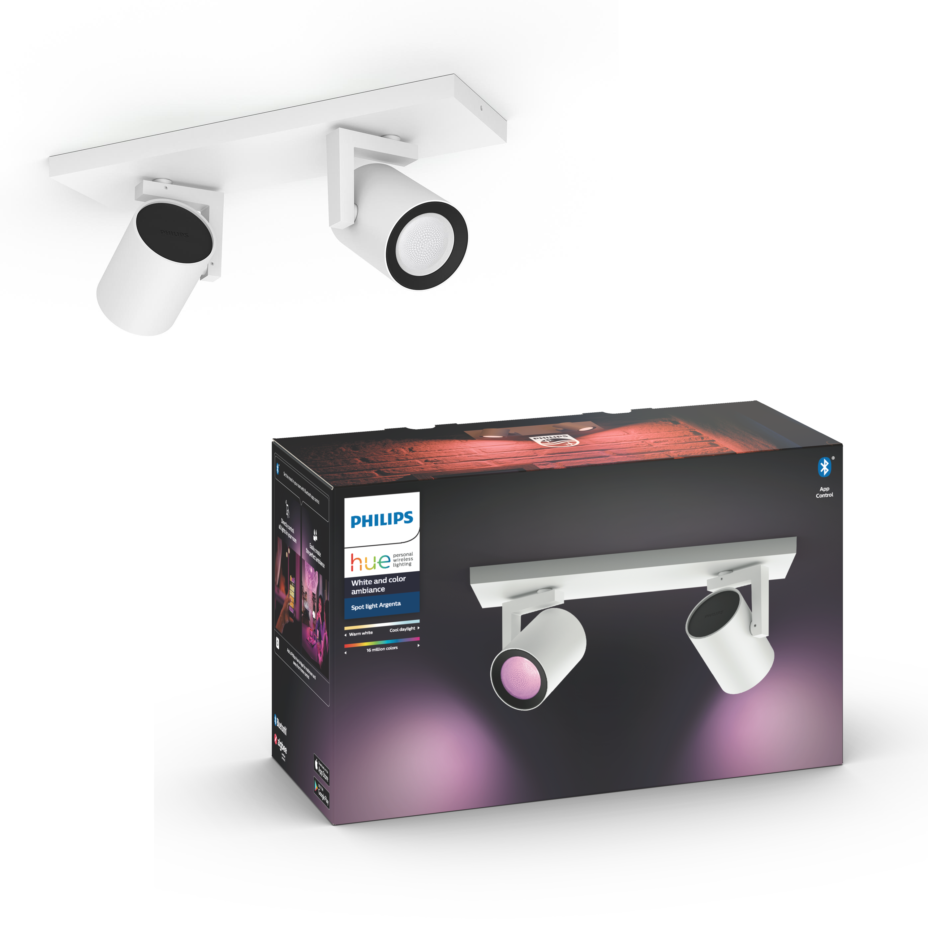 Philips Hue Argenta Plate/Spiral 2x5.7W - Hvid Smart Home 929003808001