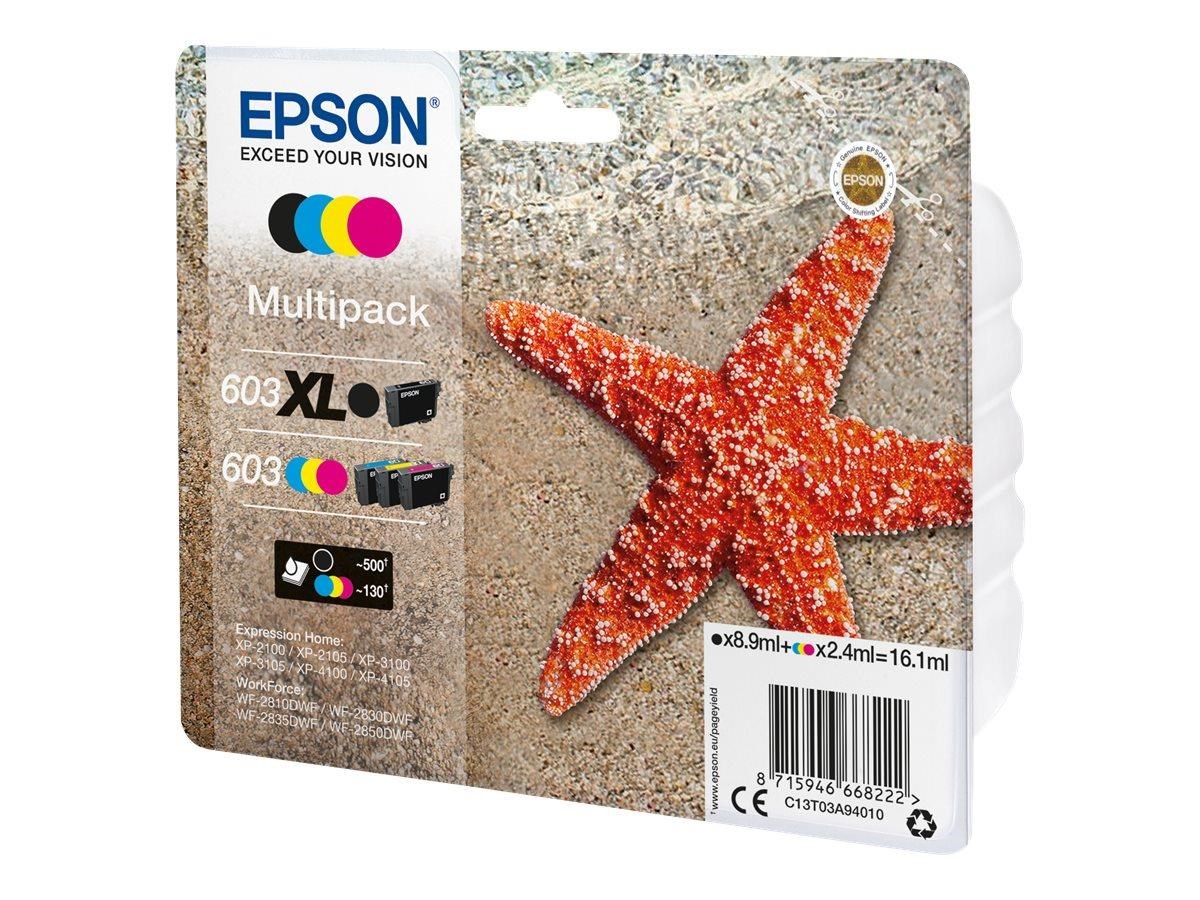 Epson 603 Multipack - 4-pack - black yellow cyan magenta - original - ink cartridge Printerpatron Og Toner C13T03A94020