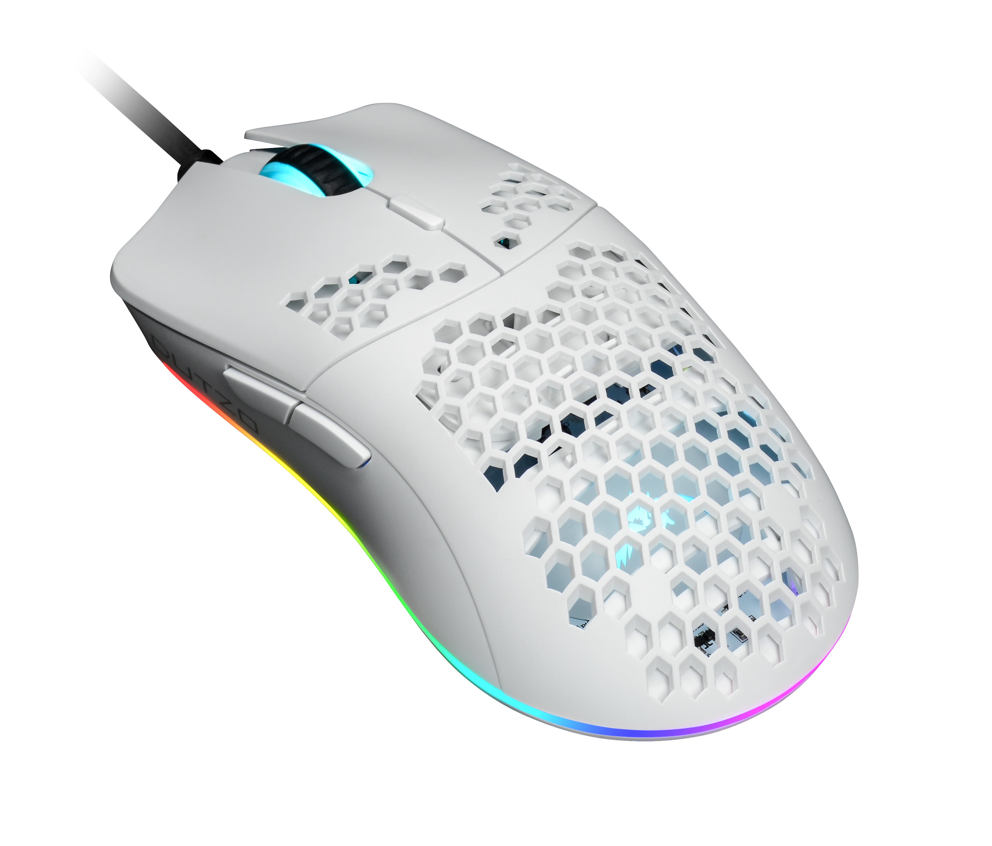 DUTZO Keiry? RGB - Matt White - Gaming Mus - Optisk - 6 knapper - Hvid med RGB-LED lys