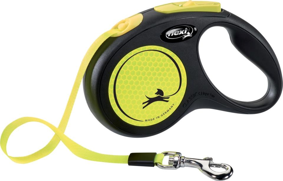 Flexi New Neon Tape Leash Yellow 15kg 5M Hundeudstyr FL-3518