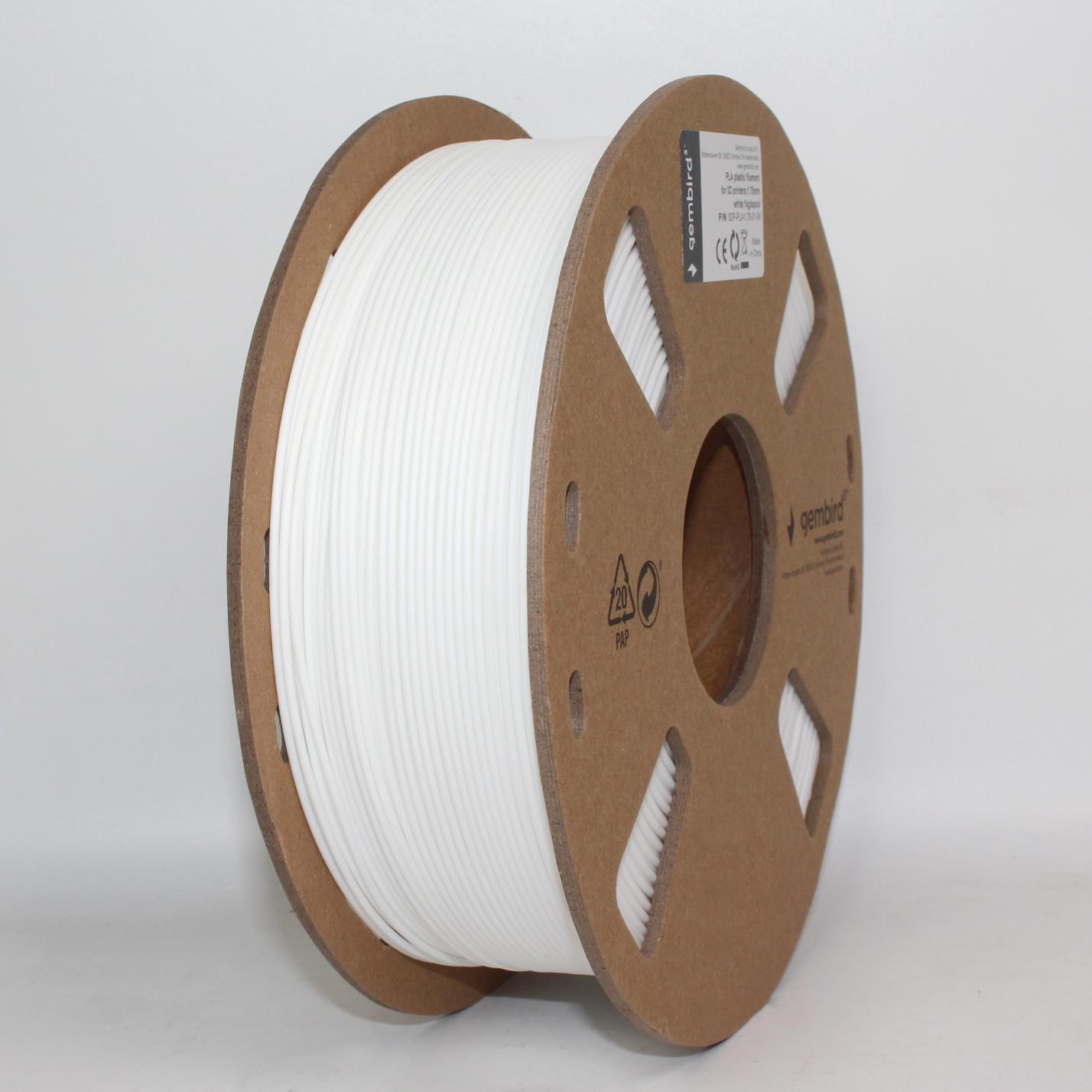 Gembird PLA filament - Hvid - 1.75mm ø - 1 kg