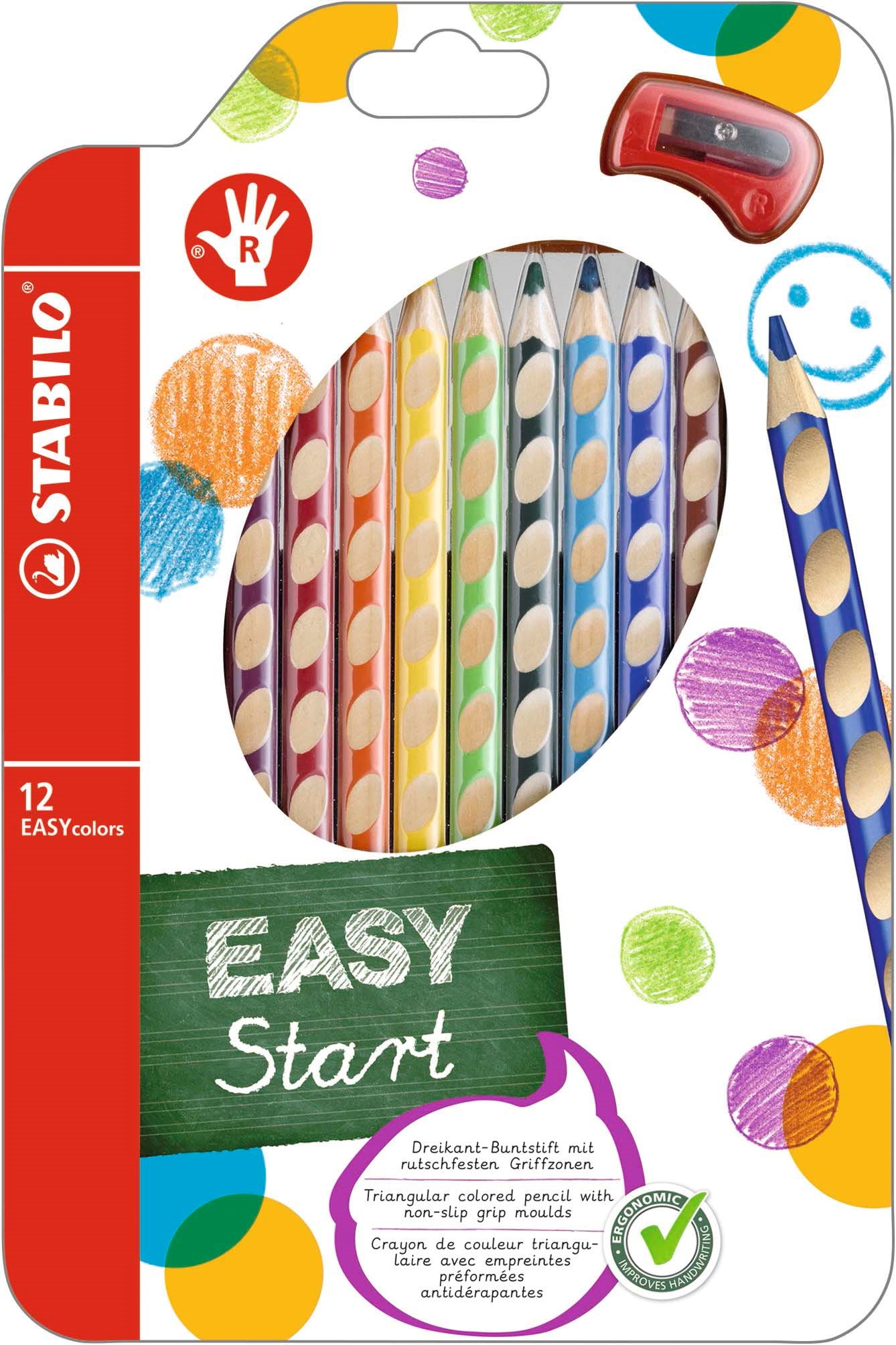 STABILO Farveblyanter EASYCOLOR R 12-STK ASS. For højrehåndede Hobby Artikler 332/12