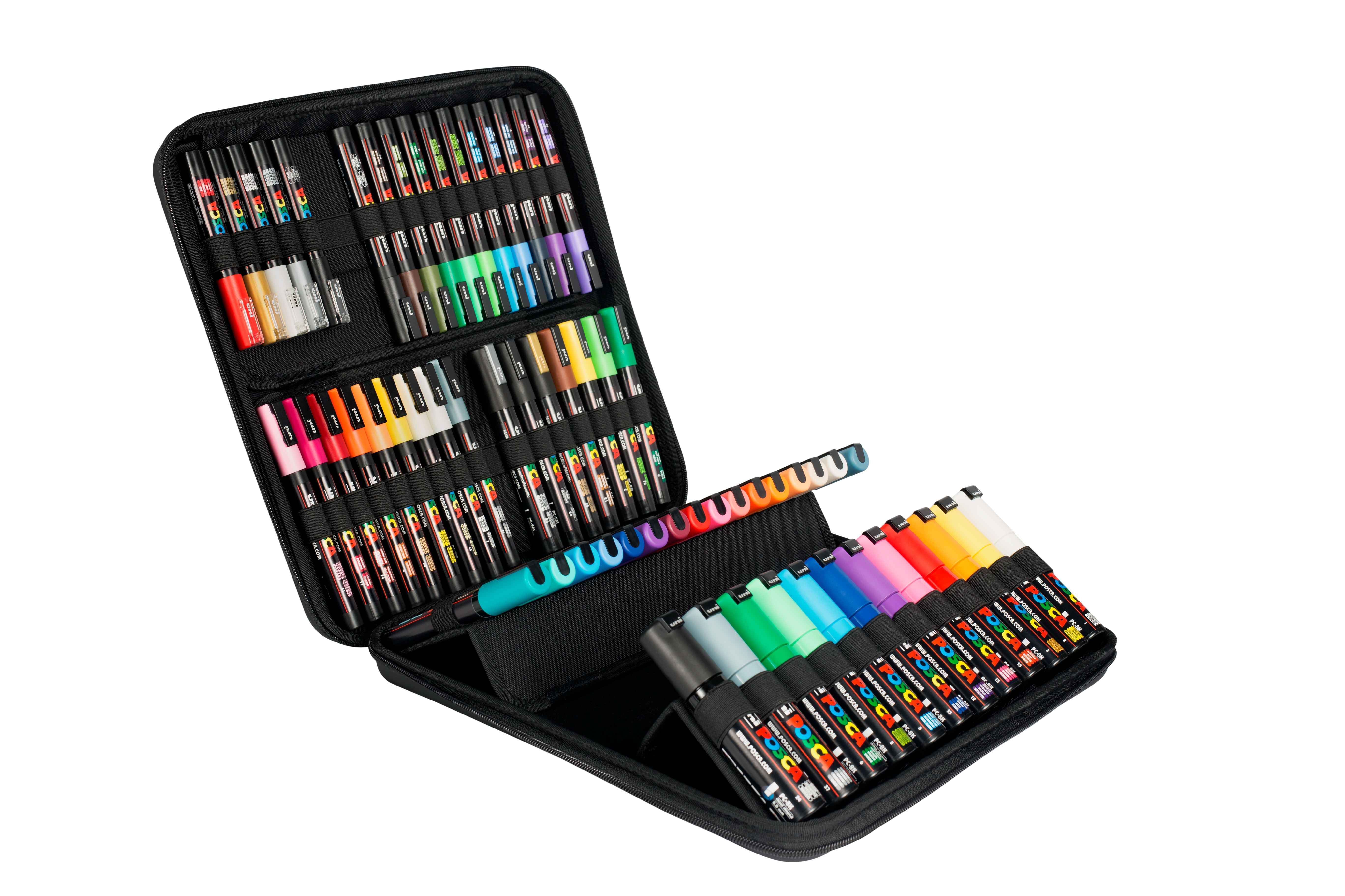 POSCA Gavekuffert, 60 ass. farver og stregbredder, Taske i gummi med lynlås Hobby Artikler Farveblyanter 401533