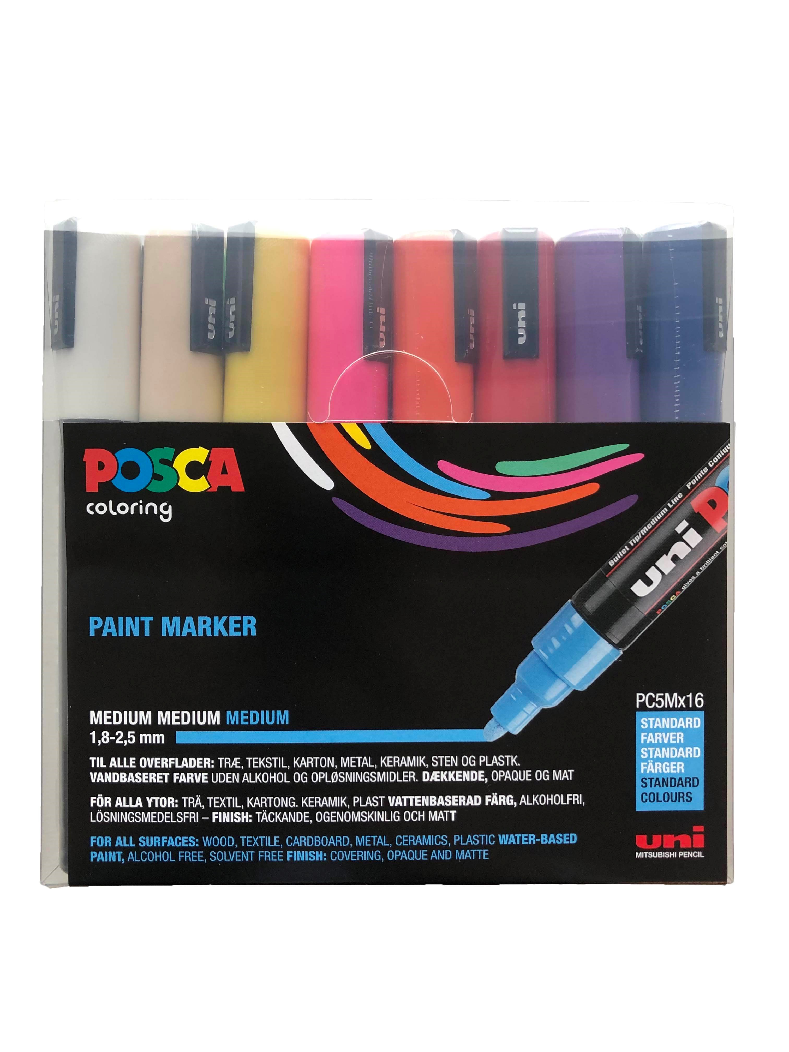 POSCA marker sæt PC-5M, 16 ass. standard farver Hobby Artikler Farveblyanter 401624