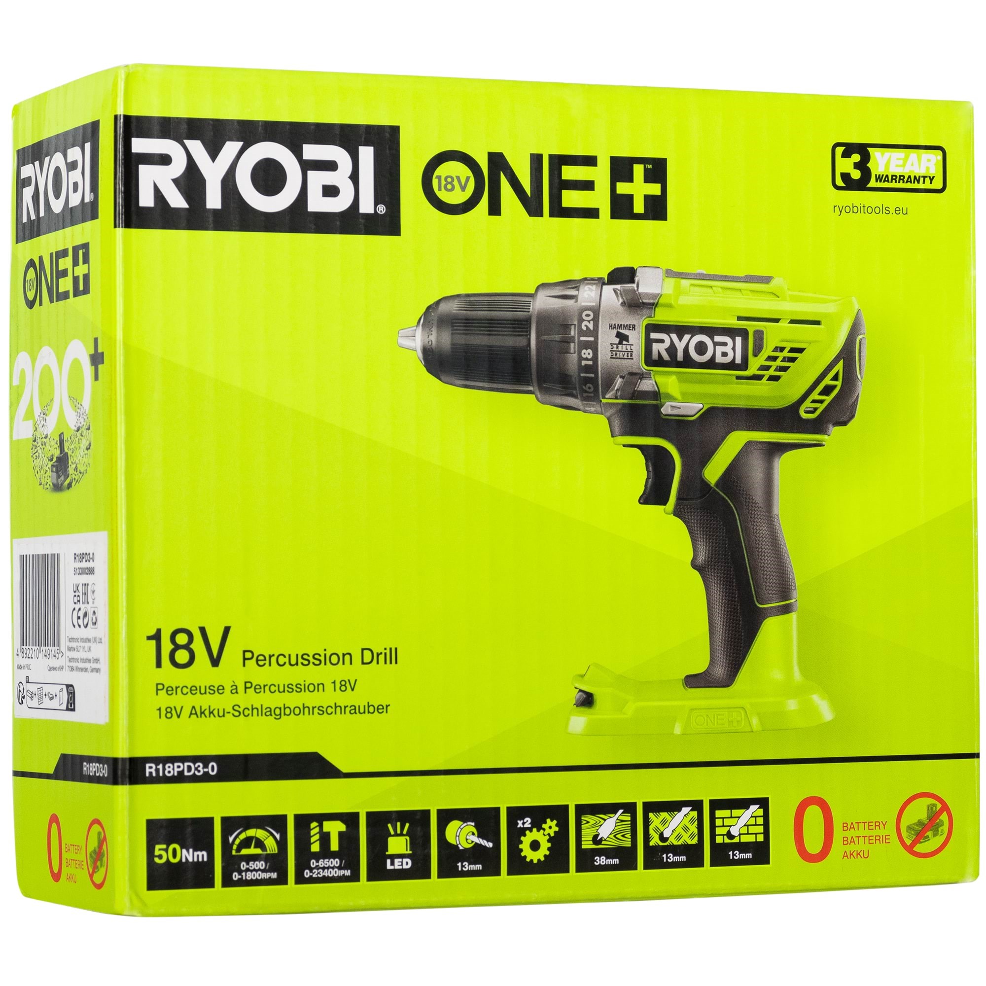 Ryobi One+ R18PD3-0 Percussion Drill (SOLO) Skruemaskine 5133002888