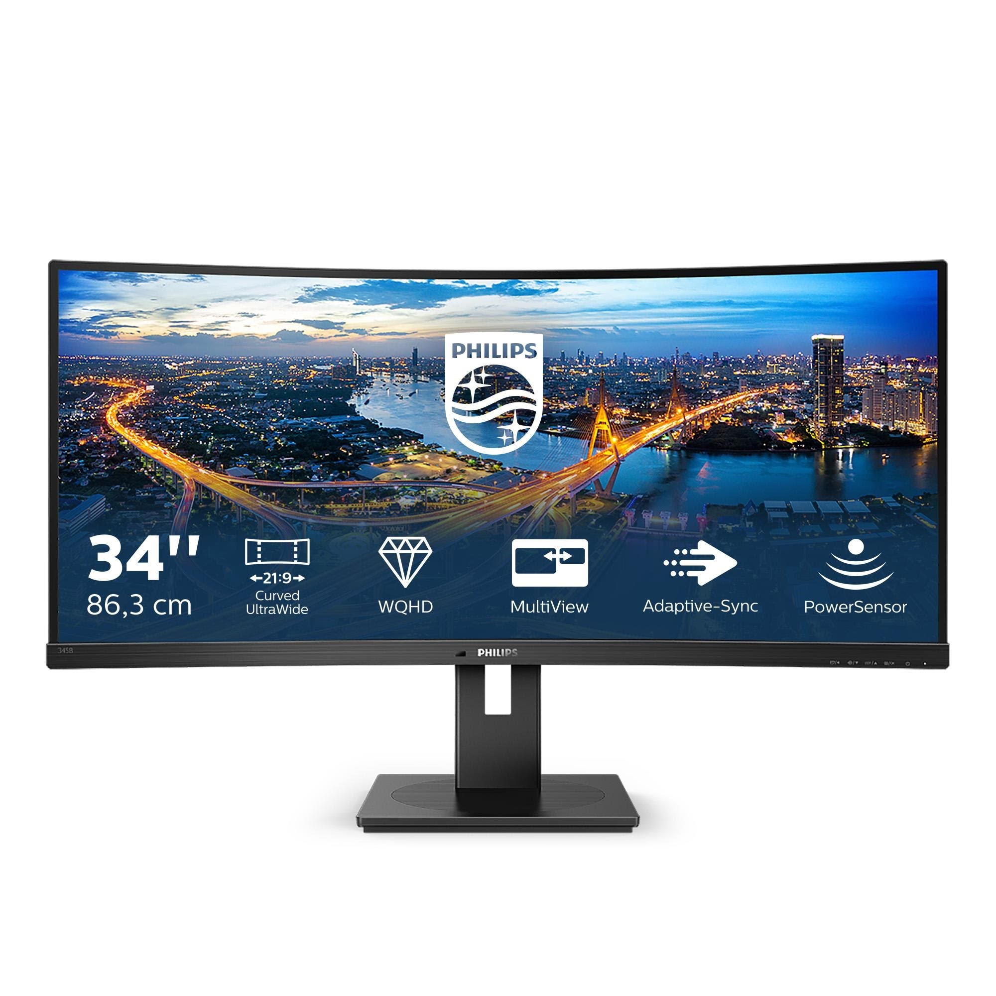 34" Philips 345B1C - 3440x1440 (UWQHD) - 100Hz - VA Computerskærm Black 345B1C/00