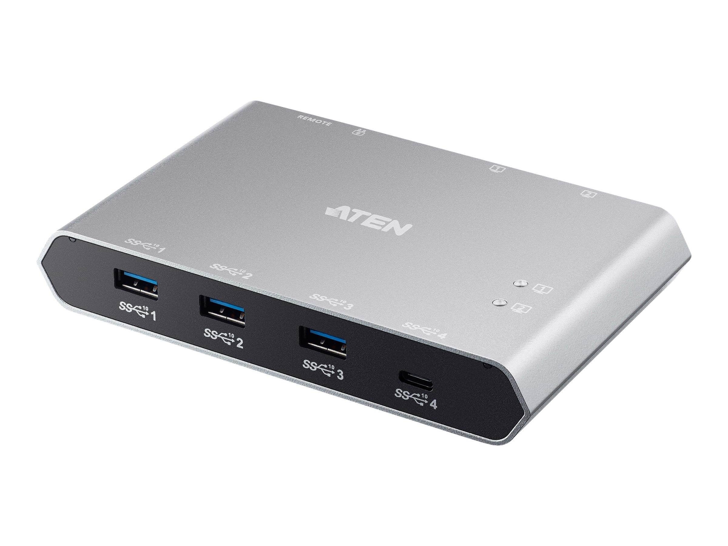 ATEN 2x4 USB-C Gen2 Peripheral Sharing Switch USB hub - 4 ports - Grå Usb Hub US3342-AT