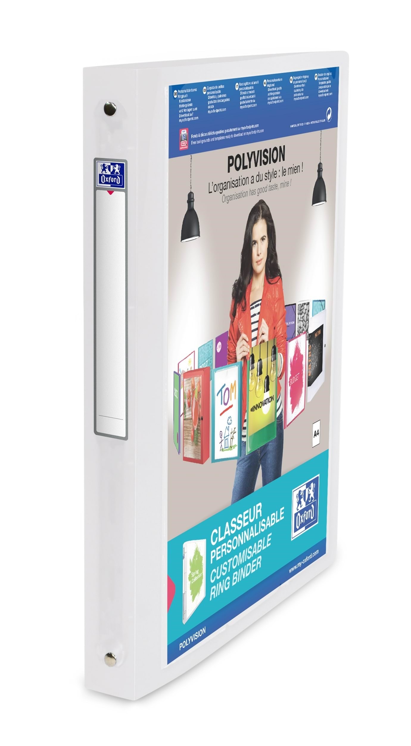 Oxford Ringbind Polyvision A4 Ryg 30 4 runde Rg Pp Gnms klar Mappe 100201432