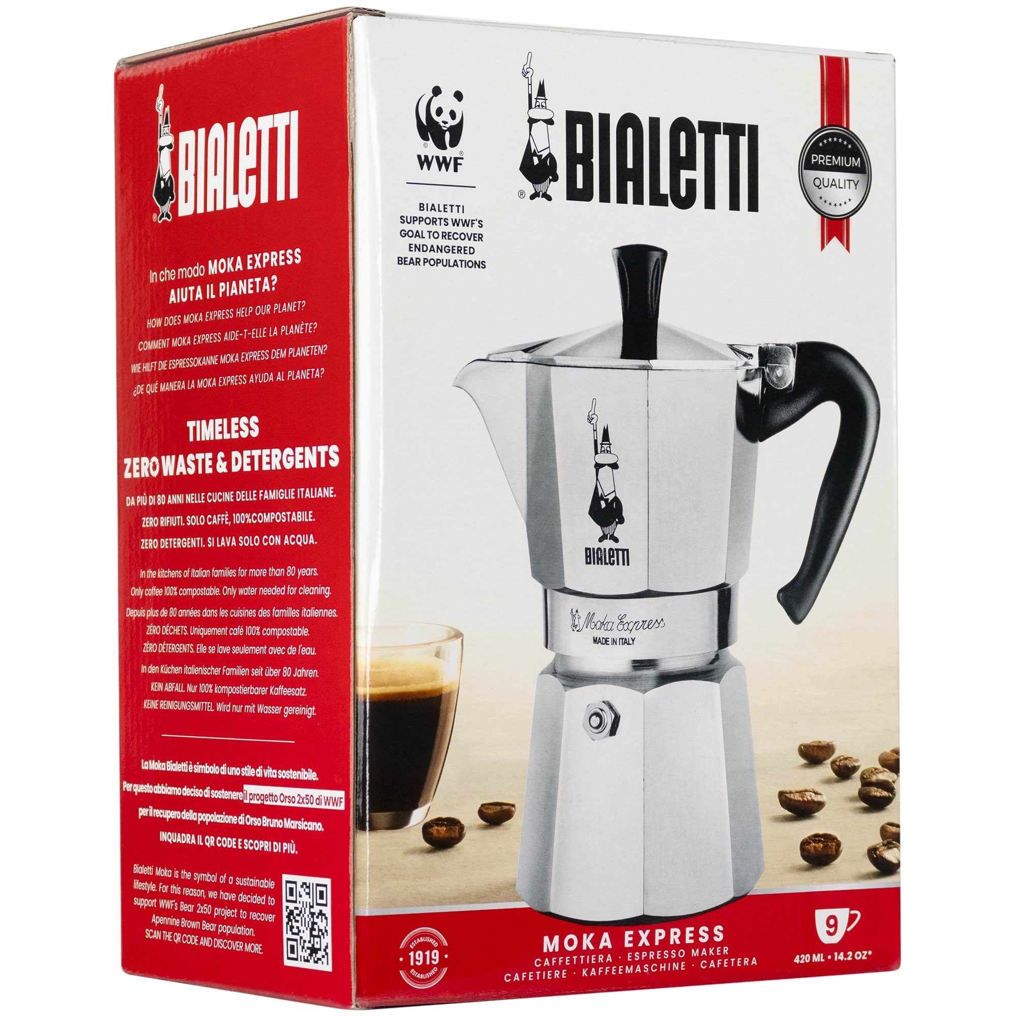 Bialetti Moka Express 9 cups Kaffemaskine Sølv 0001165/X4