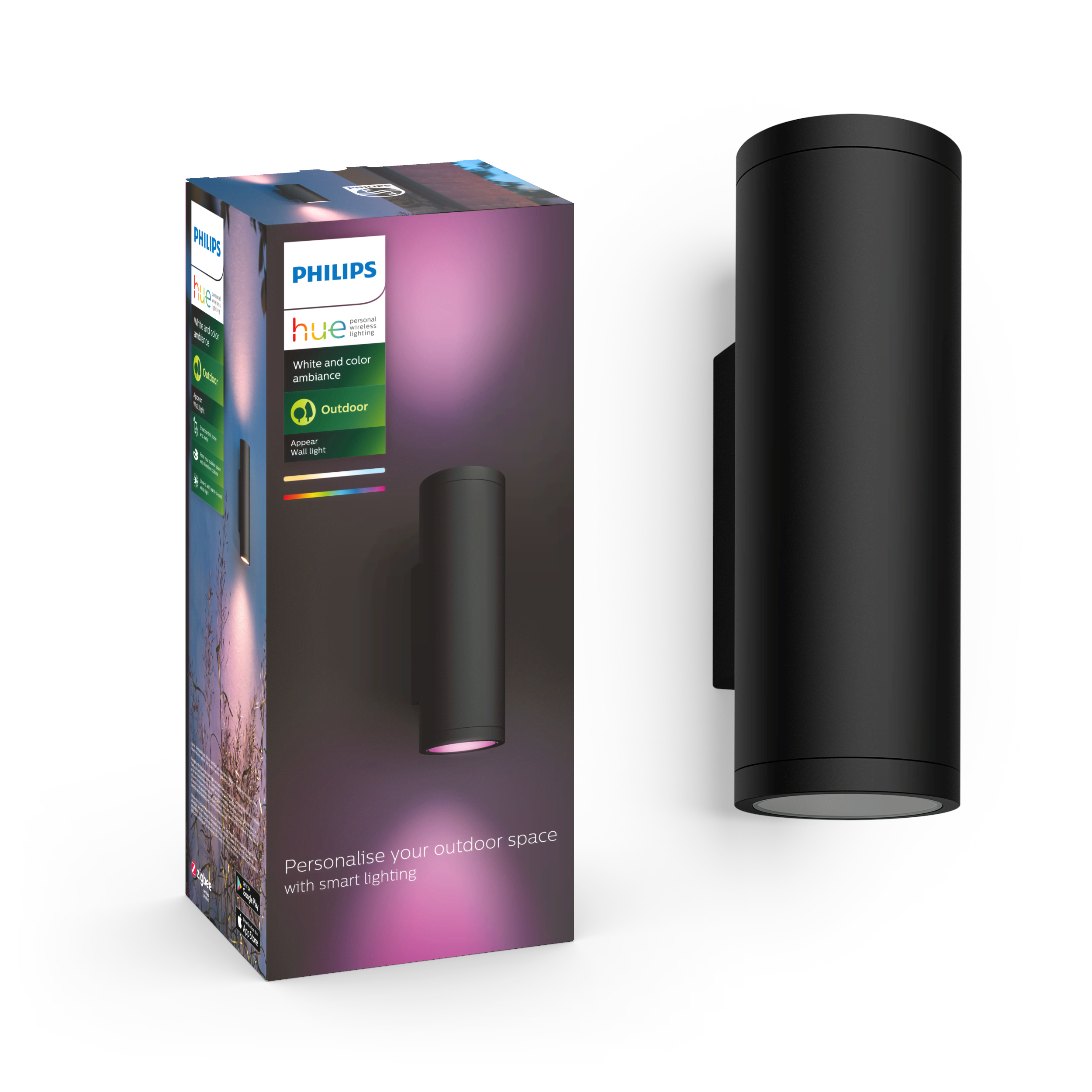Philips Hue Appear udendørs væglampe (sort) — White and color ambiance Smart Home 915005842801