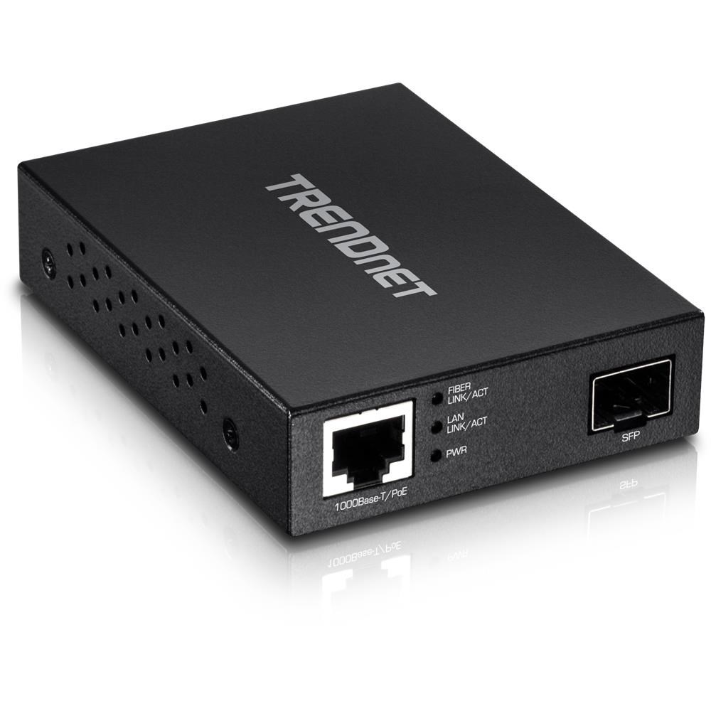 TRENDnet TFC-PGSFP Gigabit PoE PD SFP Fiber Media Converter Transceiver