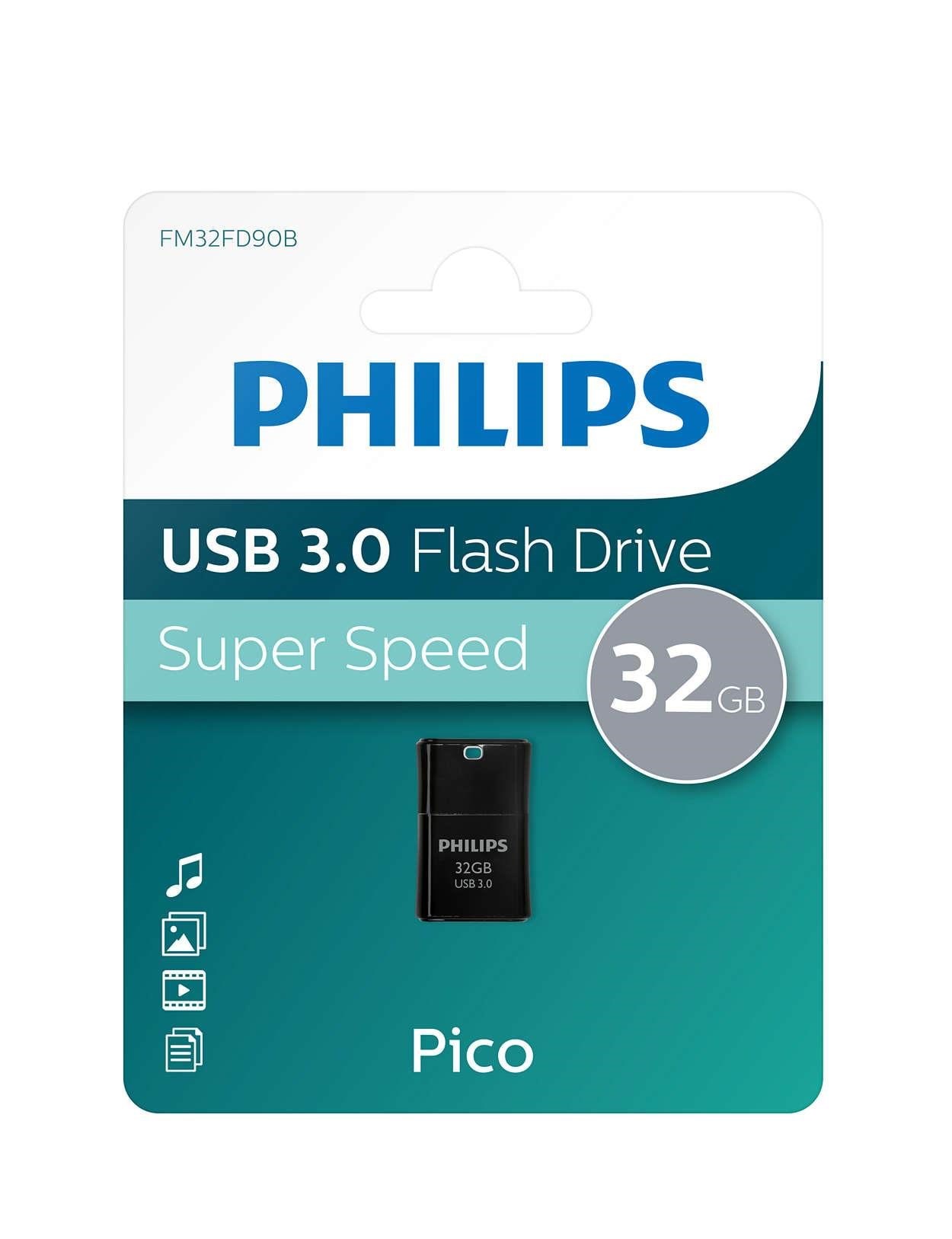 Philips USB Flash Drive - 32GB - Pico Edition 3.0 - 32GB - USB Stick Usb Stick Sort FM32FD90B/00