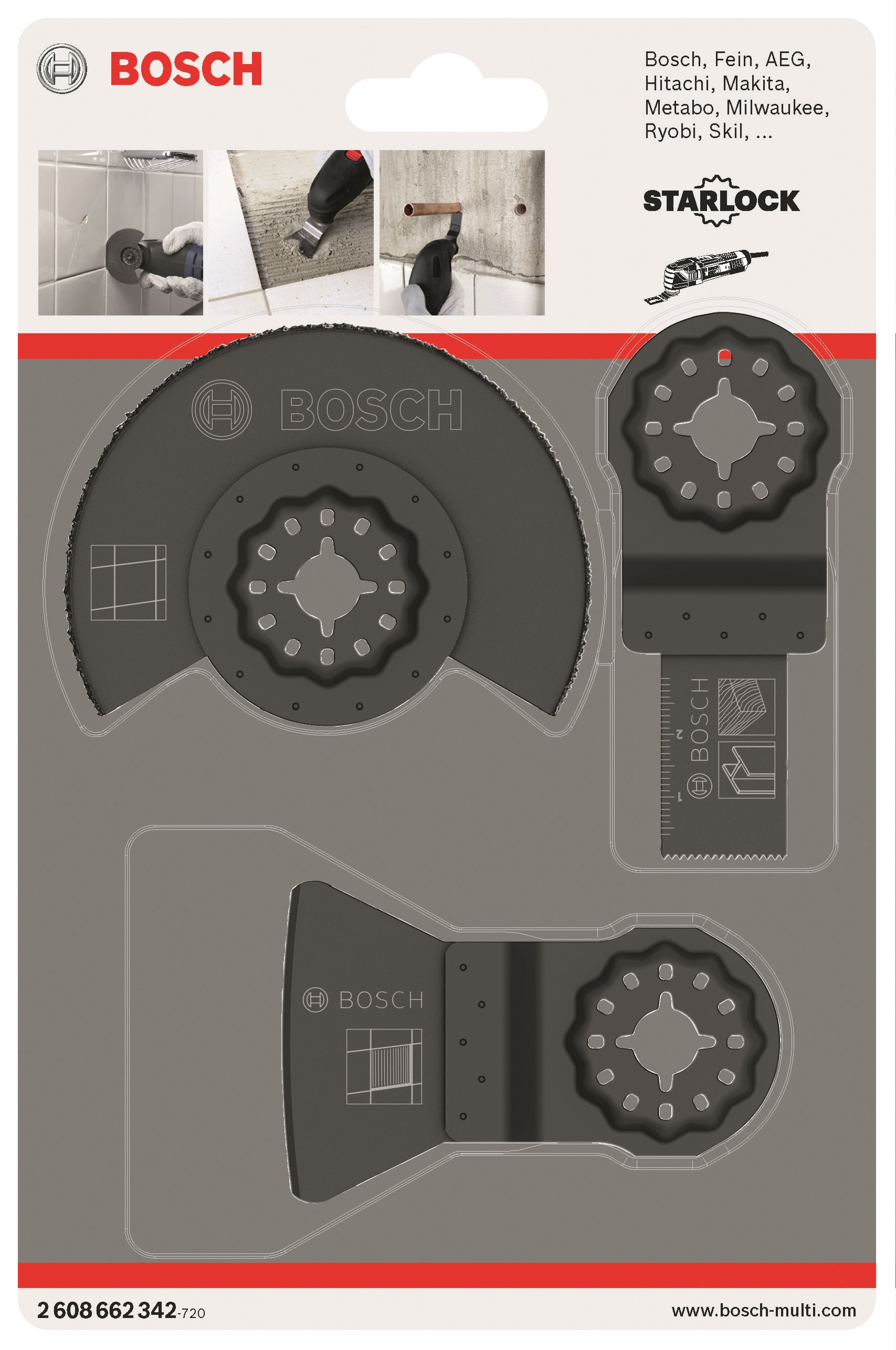 Bosch Basisflisesæt, 3 dele Bajonetsav 2608662342