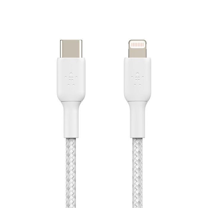Belkin BoostCharge USB-C to Lightning Cable - Braided - 2m - White Skærmkabel CAA004bt2MWH