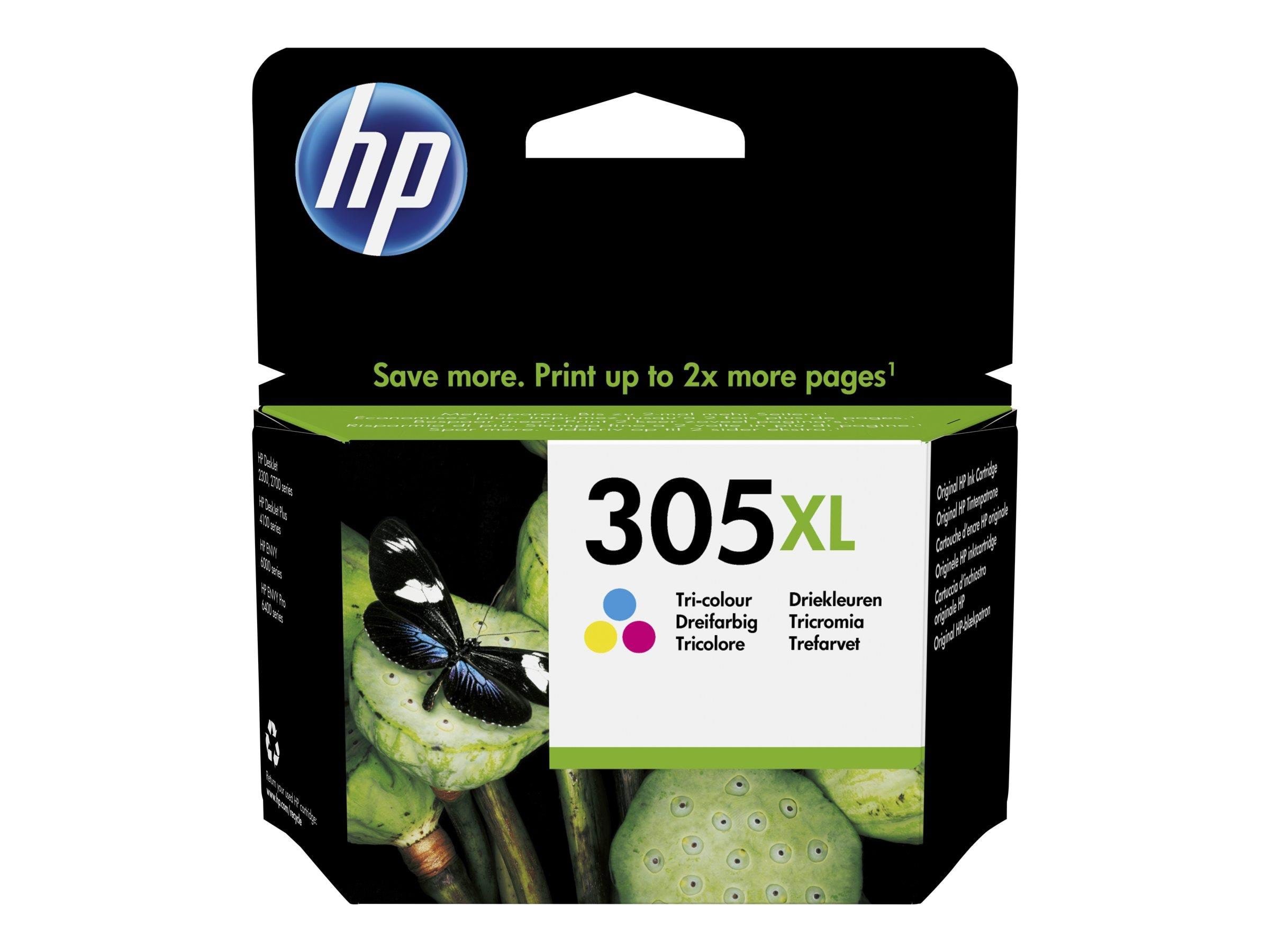 HP 305XL / 3YM63AE - High Capacity - Tri-Color (Cyan Magenta Yellow) Printerpatron Og Toner Dye-based tricolor
