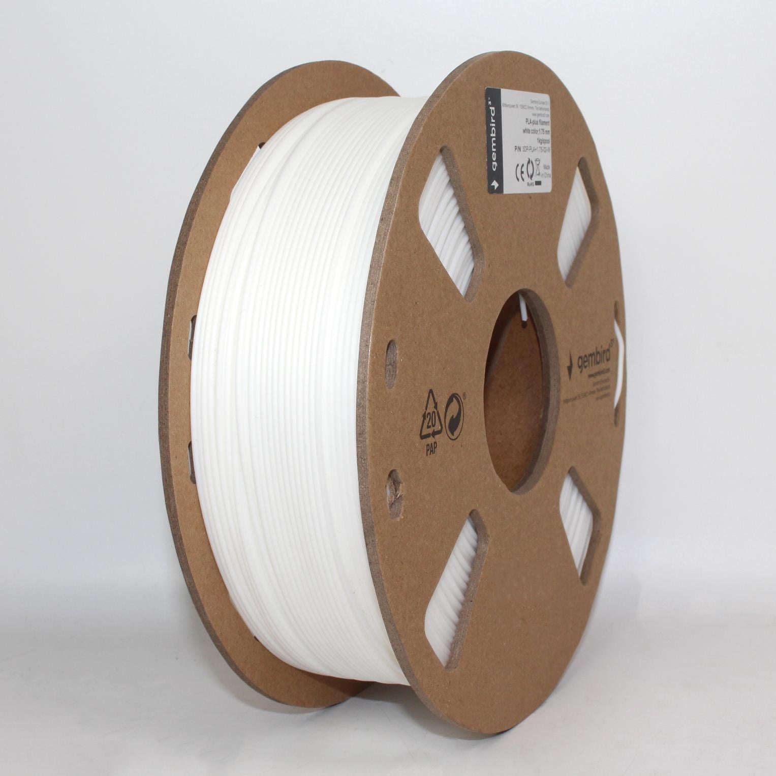 Gembird PLA+ filament - Hvid - 1.75mm ø - 1 kg