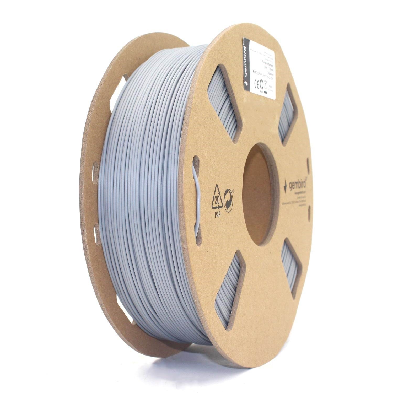 Gembird PLA+ filament - Grå - 1.75mm ø - 1 kg 3d Filament 3DP-PLA+1.75-02-GR