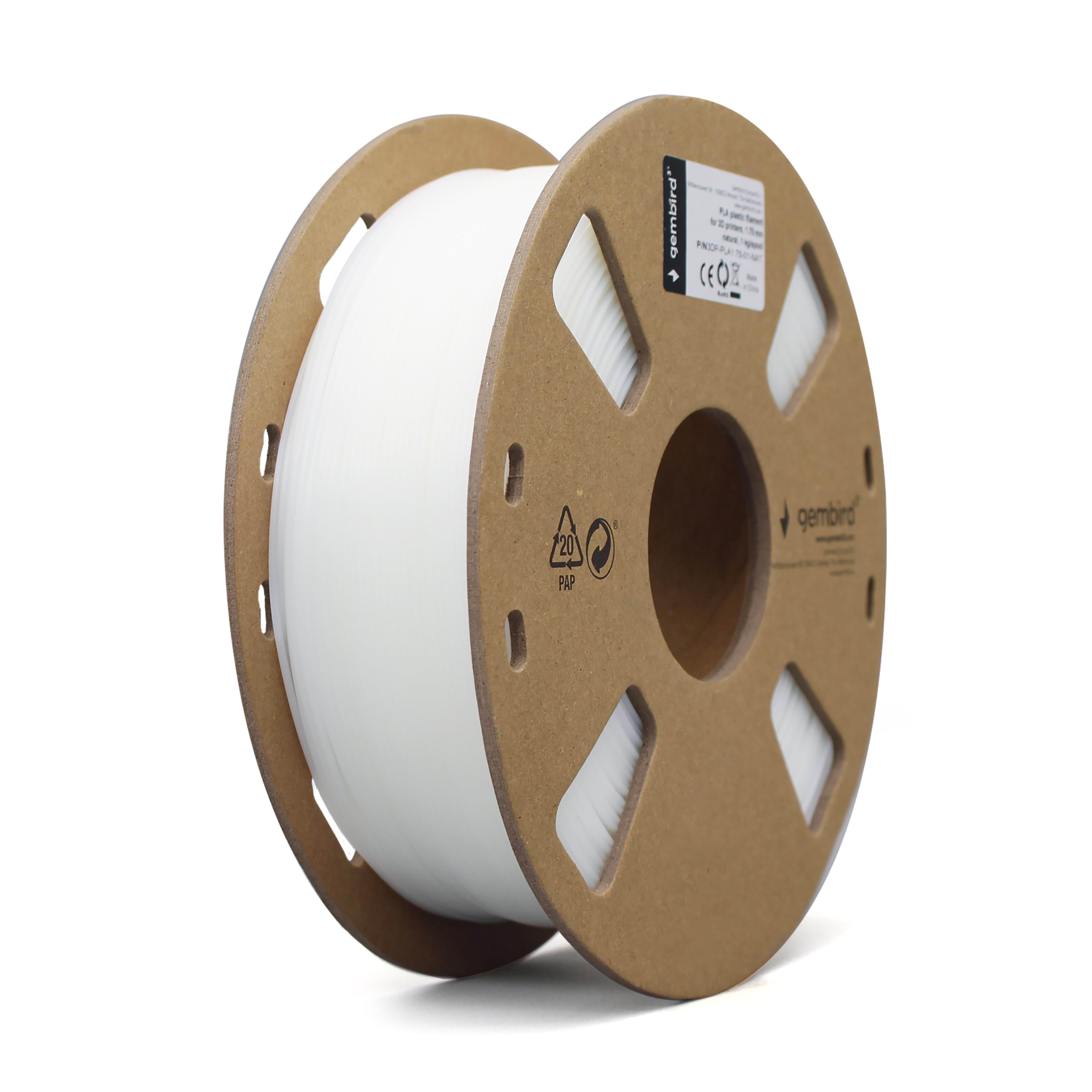 Gembird PLA filament - Naturfarvet - 1.75mm ø - 1 kg 3d Filament 3DP-PLA1.75-01-NAT