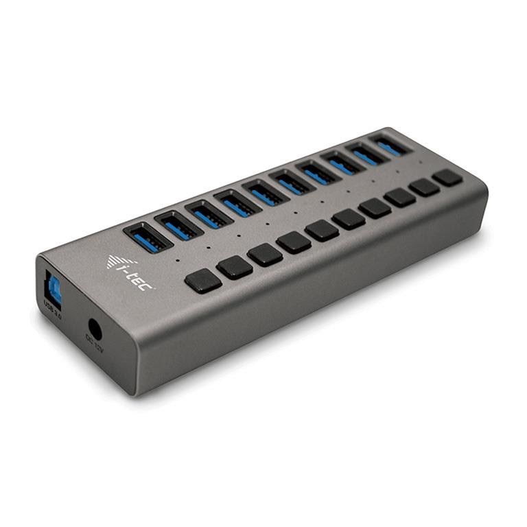I-Tec USB-A Charging HUB 10 port + Power Adapter 48 W USB hub - 10 ports - Grå