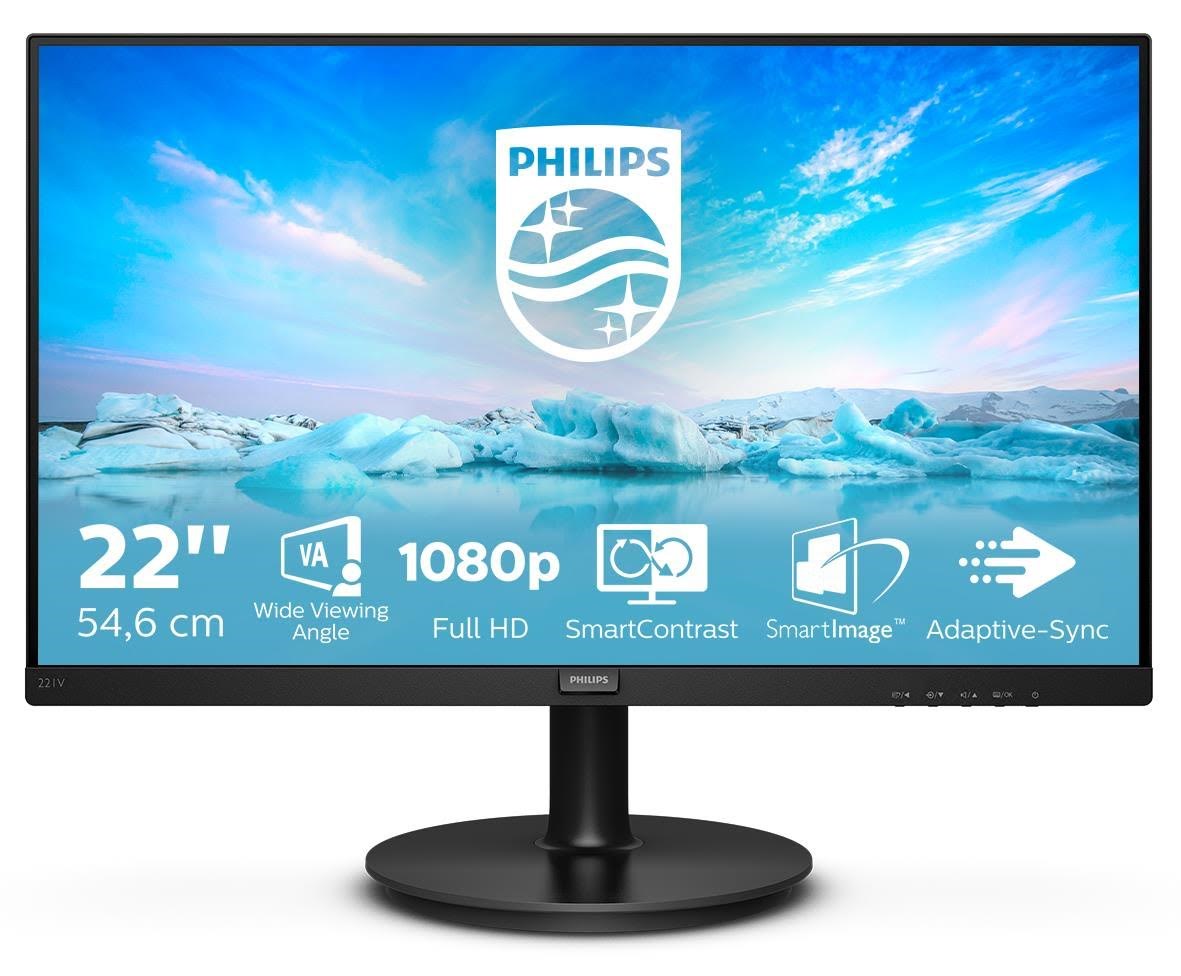 22" Philips V-line 221V8 - 1920x1080 (FHD) - 75Hz - VA Computerskærm Black 221V8/00