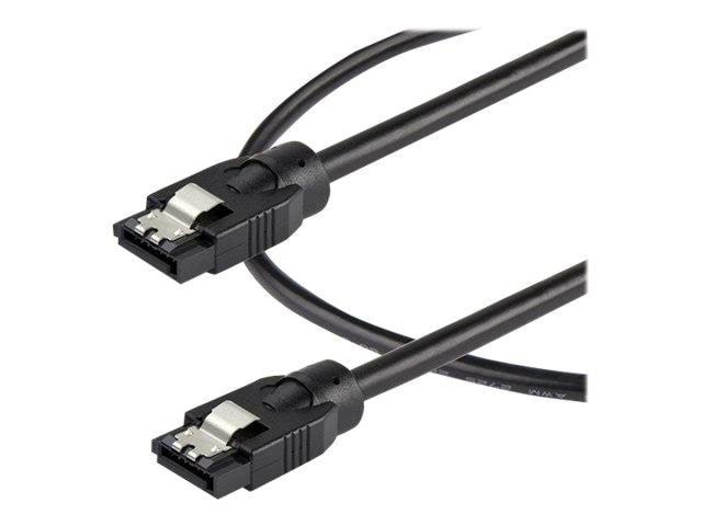 StarTech.com 0.3 m Round SATA Cable - Latching Connectors - 6Gbs SATA Cable - SATA cable - 30 cm Sata Kabel Sort SATRD30CM