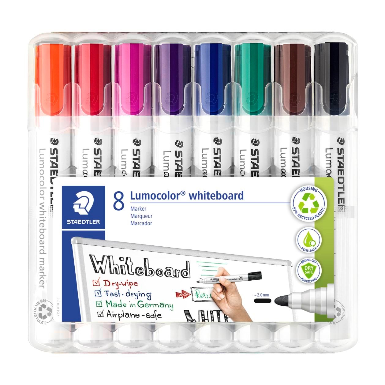 Stædtler Lumocolor WB-marker 2mm 8 ass/boks Tegneværktøj 351 WP8