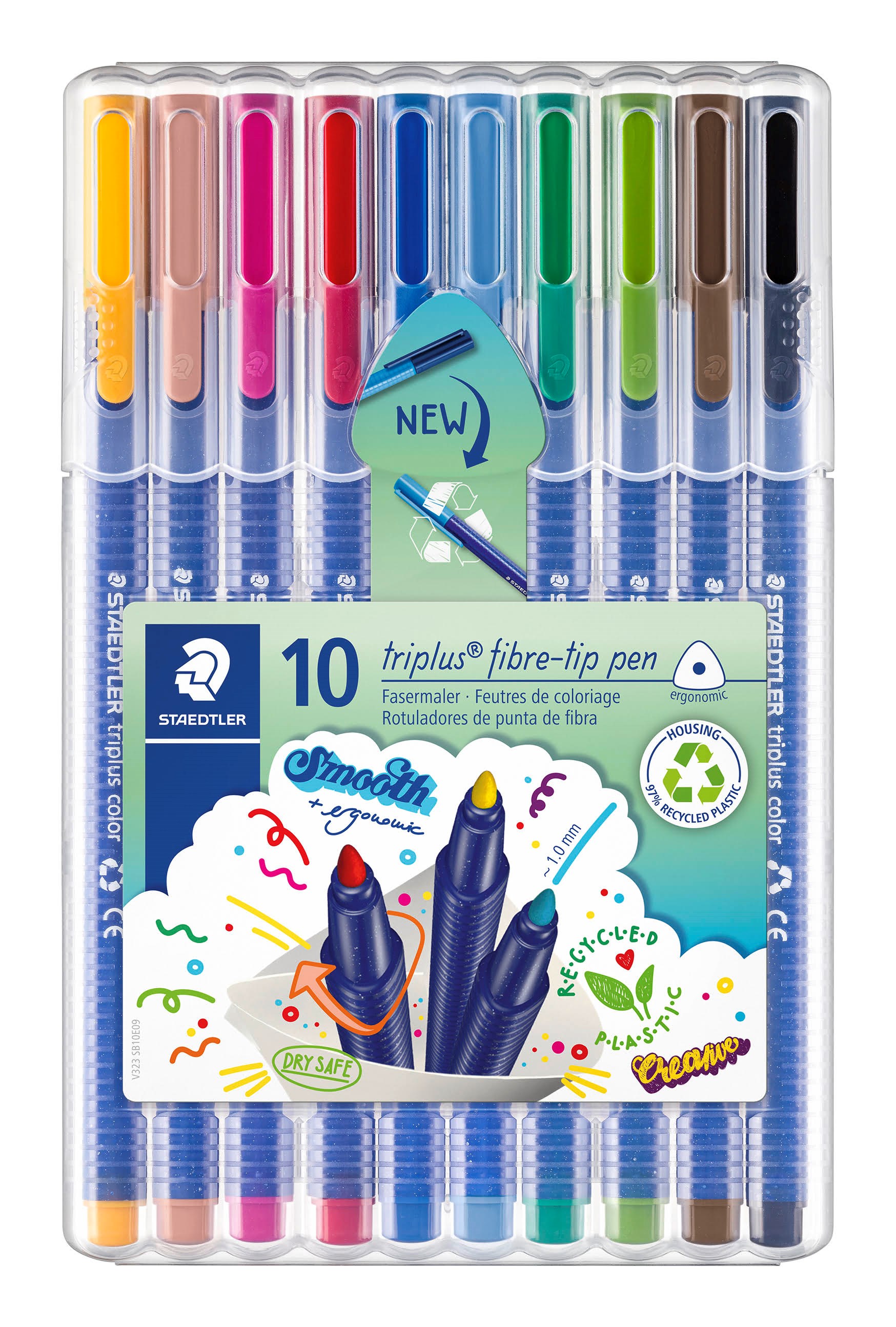 Staedtler Triplus Color 1,0mm 10 ass/boks Tegneværktøj 323 SB10