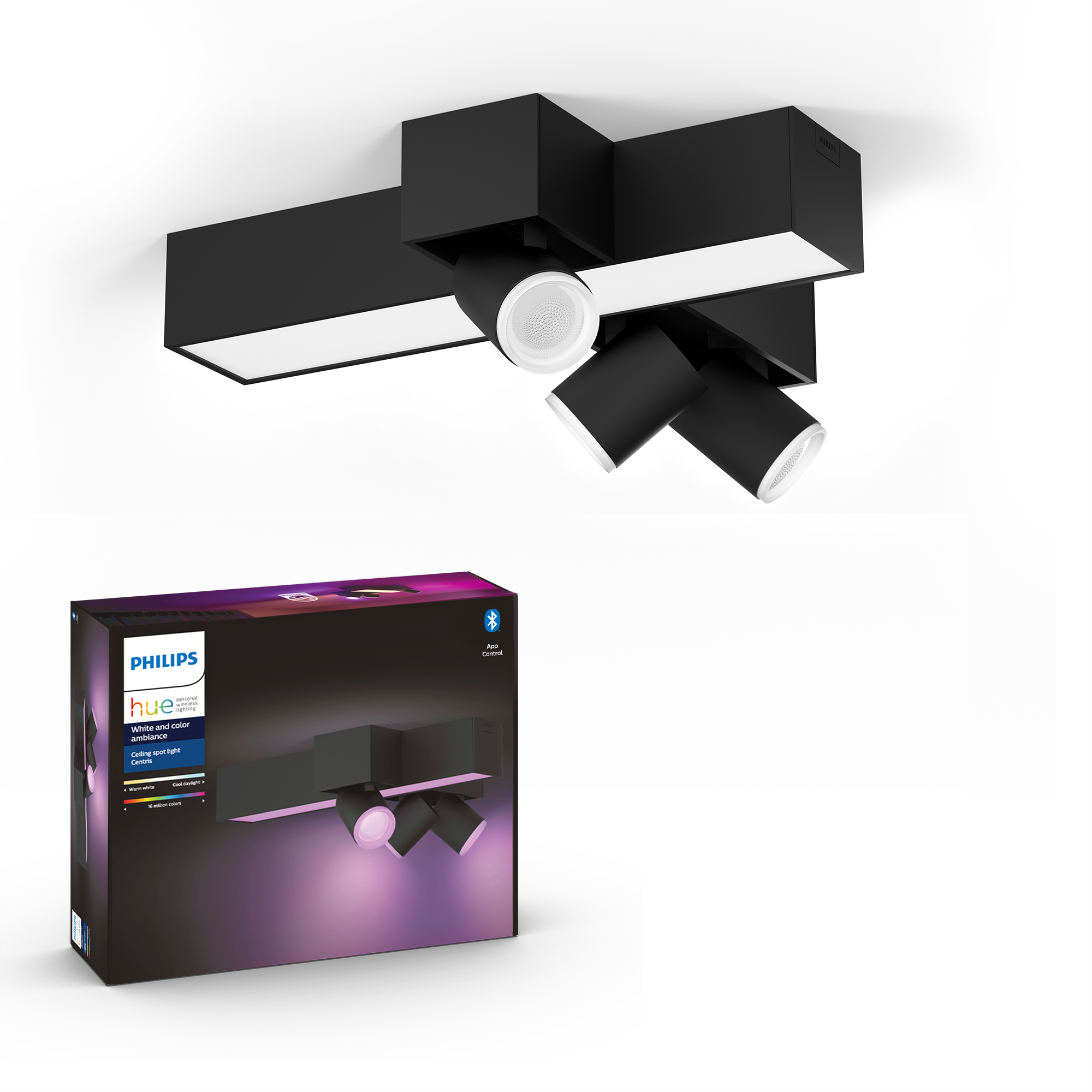 Philips Hue Centris Cross 3x5.7W Spots - Sort Smart Home 929003809001