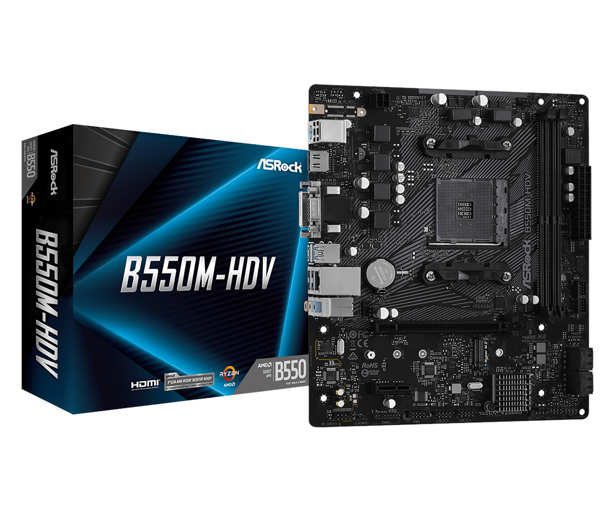 ASRock B550M-HDV Bundkort - AMD B550 - AMD AM4 - DDR4 RAM - Micro-ATX Bundkort 90-MXBDJ0-A0UAYZ